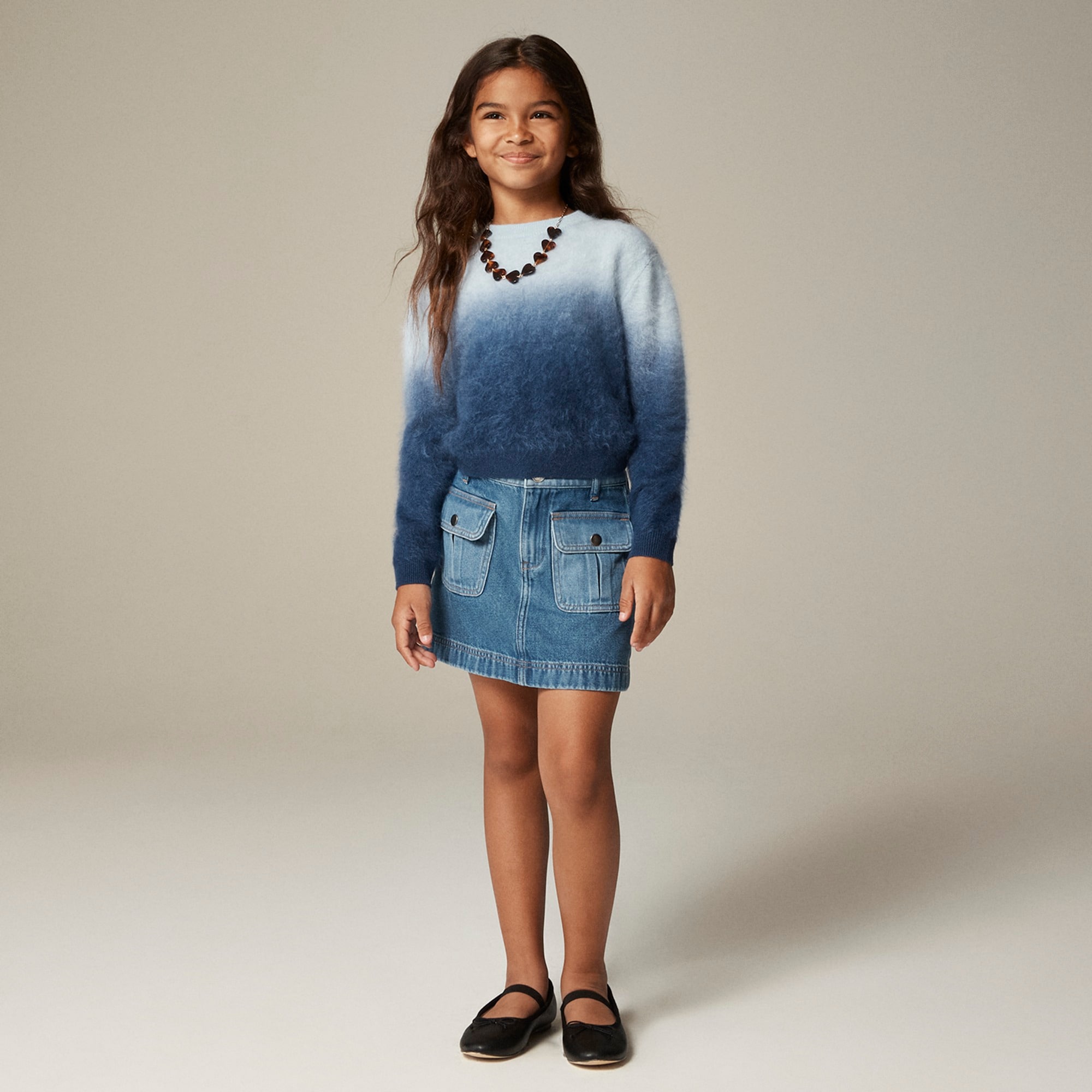 girls Girls' drapey denim patch-pocket skirt