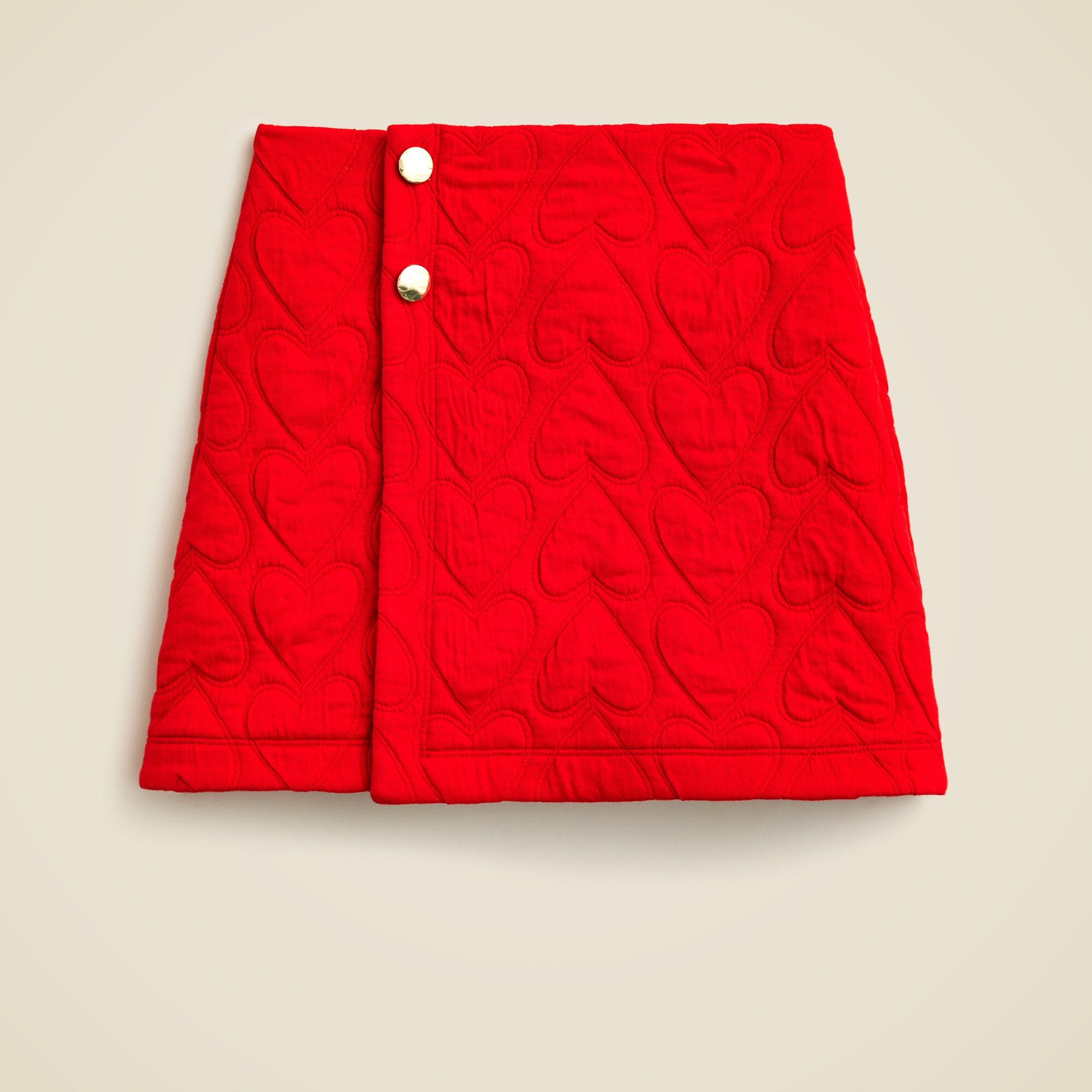Girls' heart-quilted wrap skirt