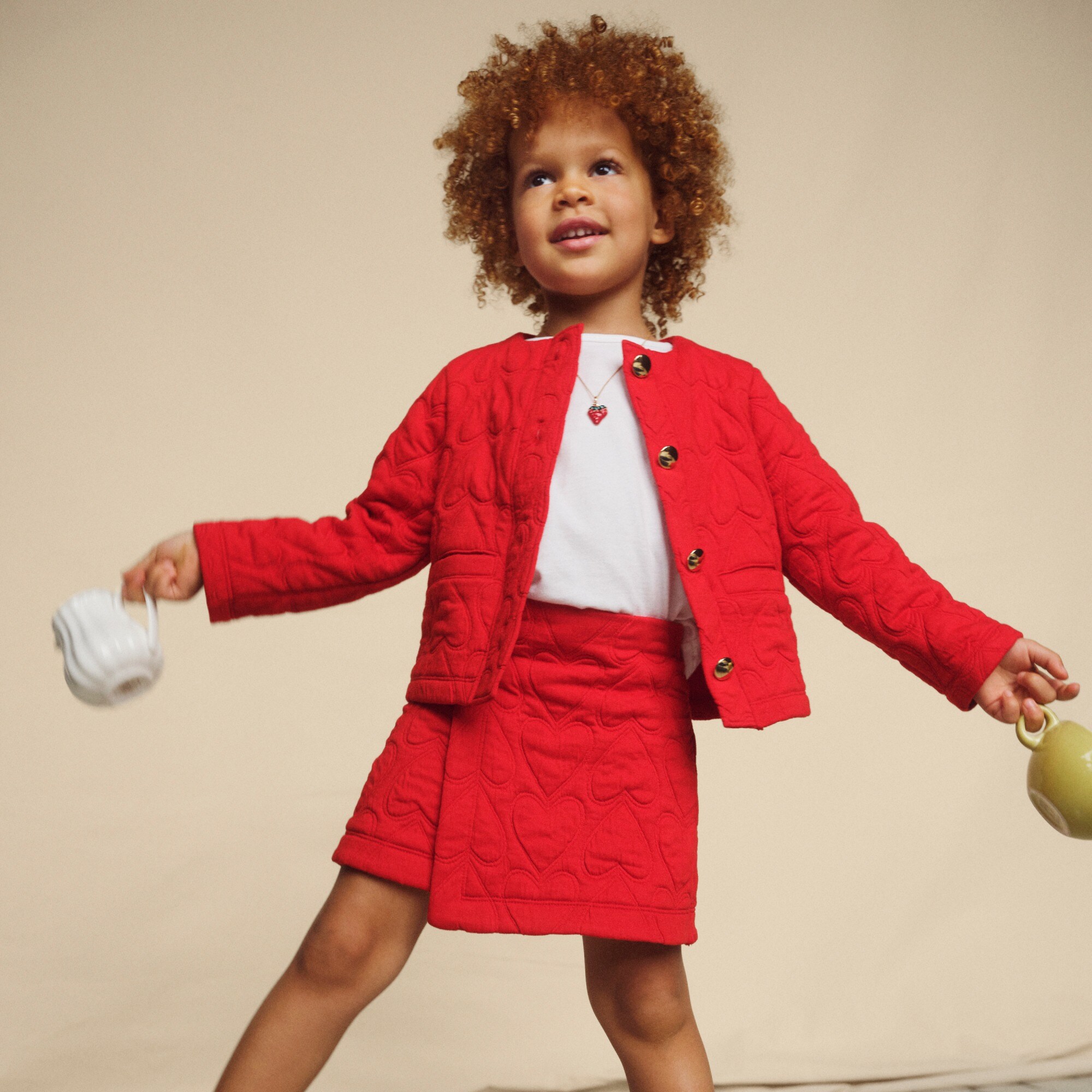 girls Girls' heart-quilted wrap skirt