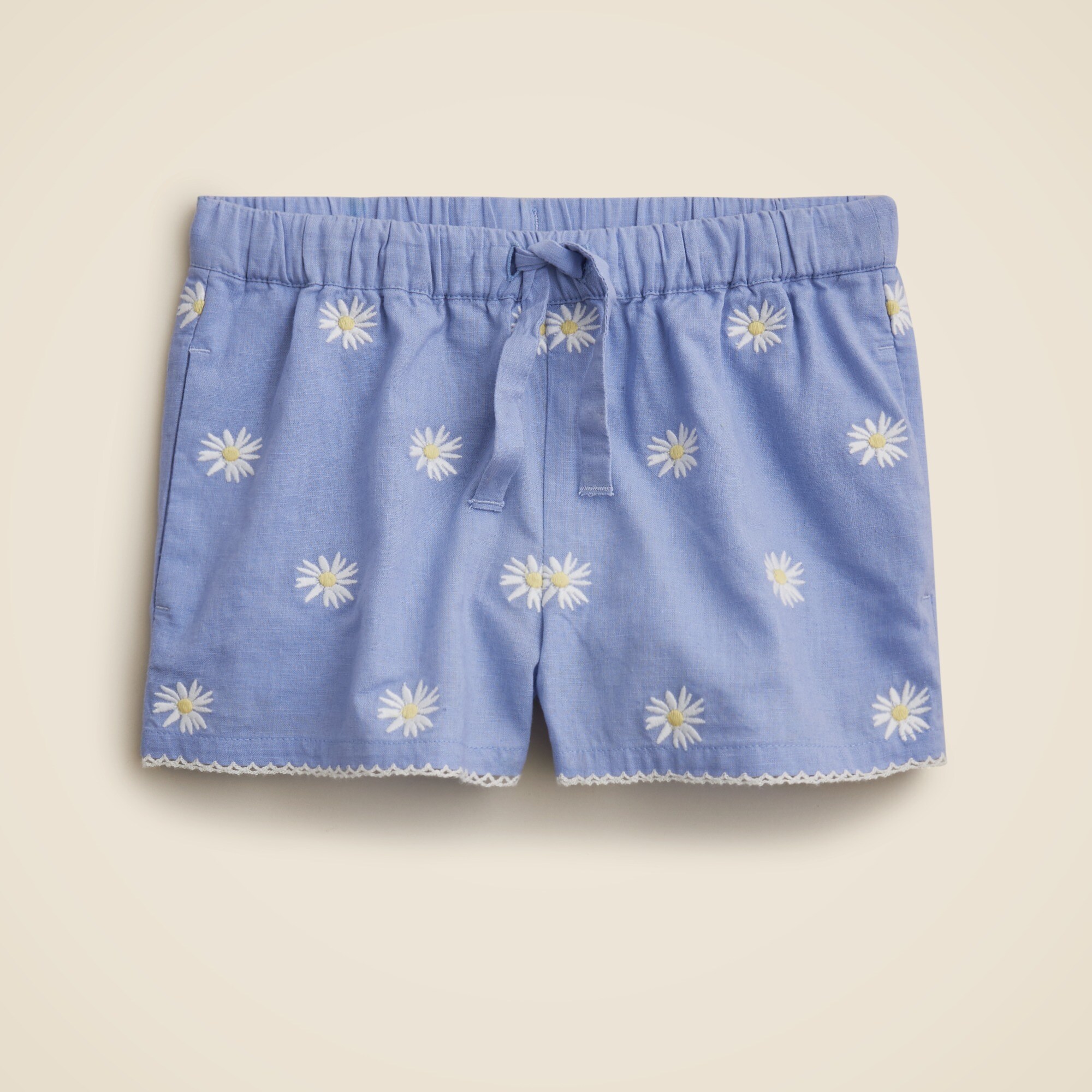 girls Girls' embroidered Soleil short in linen-cotton blend