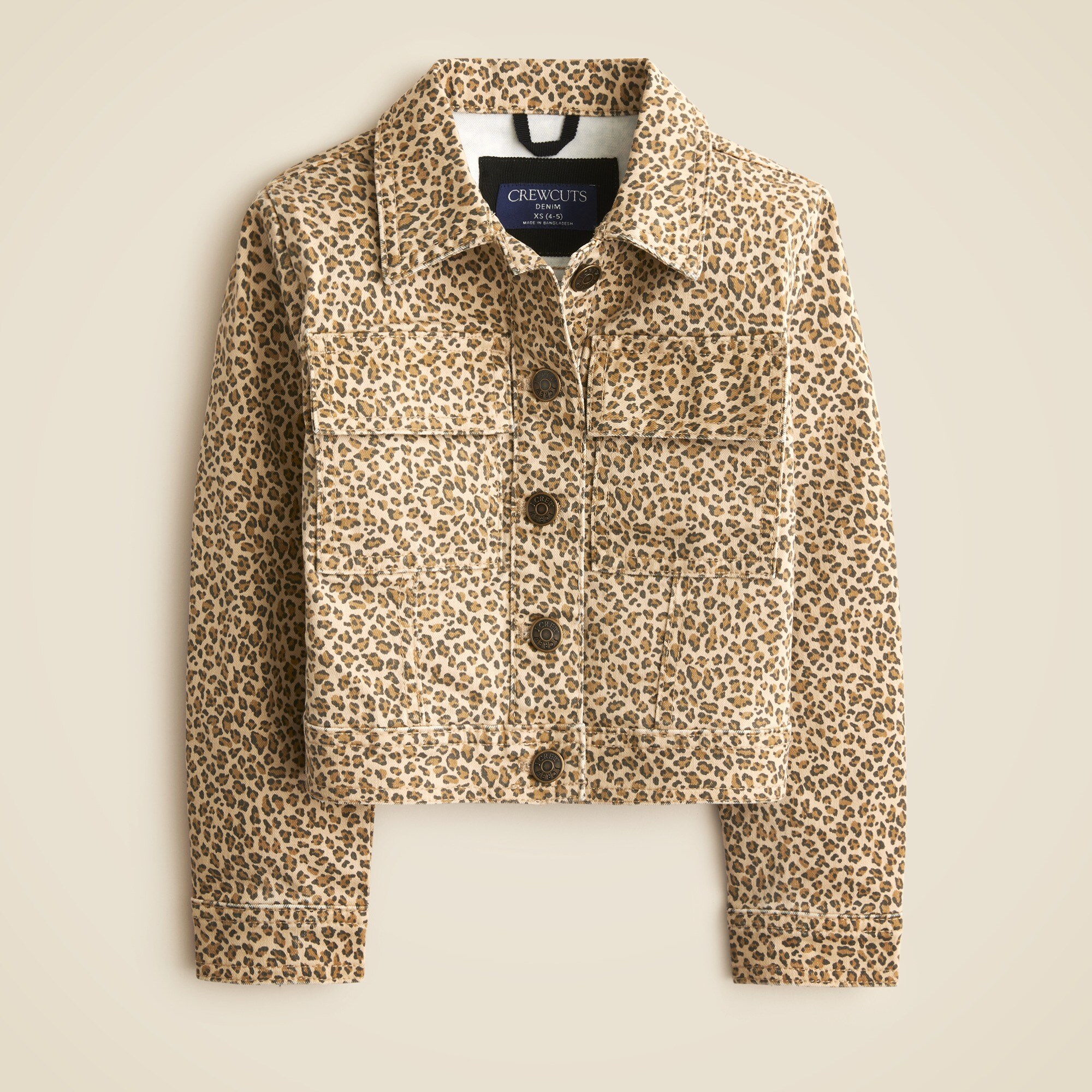  Girls' denim jacket in leopard print