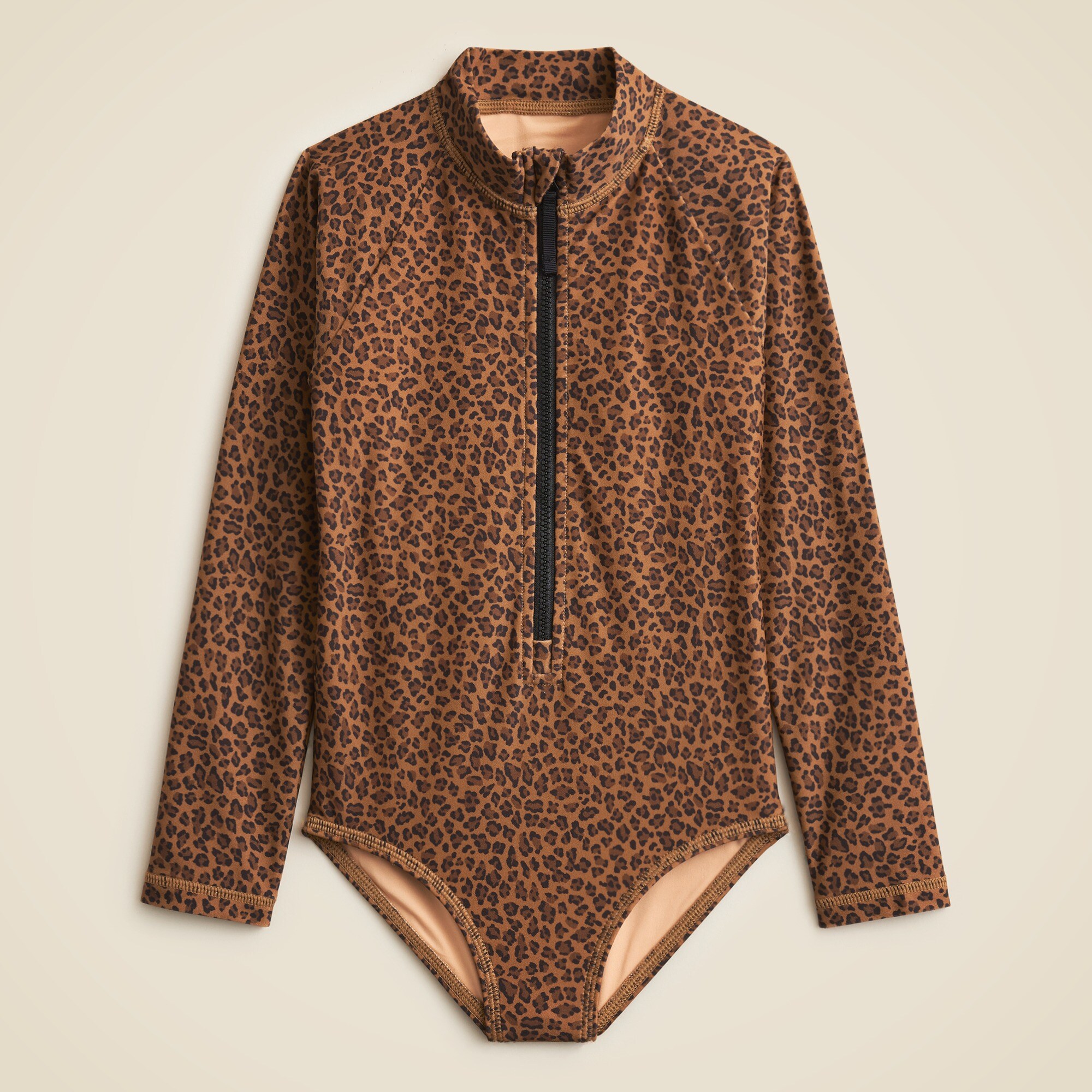 girls Girls' zip-up rash guard one-piece with UPF 50+ fabric