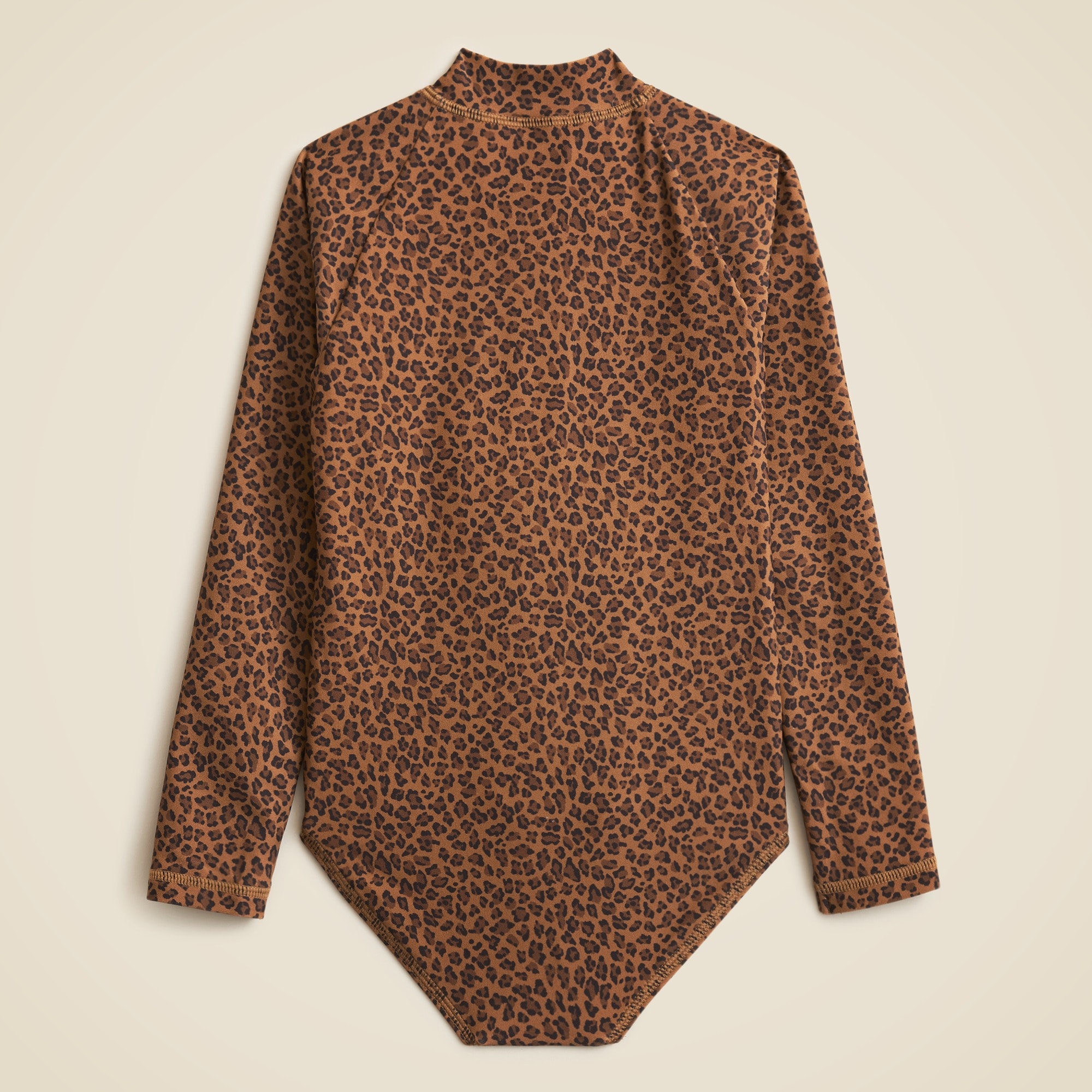Girls' zip-up rash guard one-piece with UPF 50+ fabric