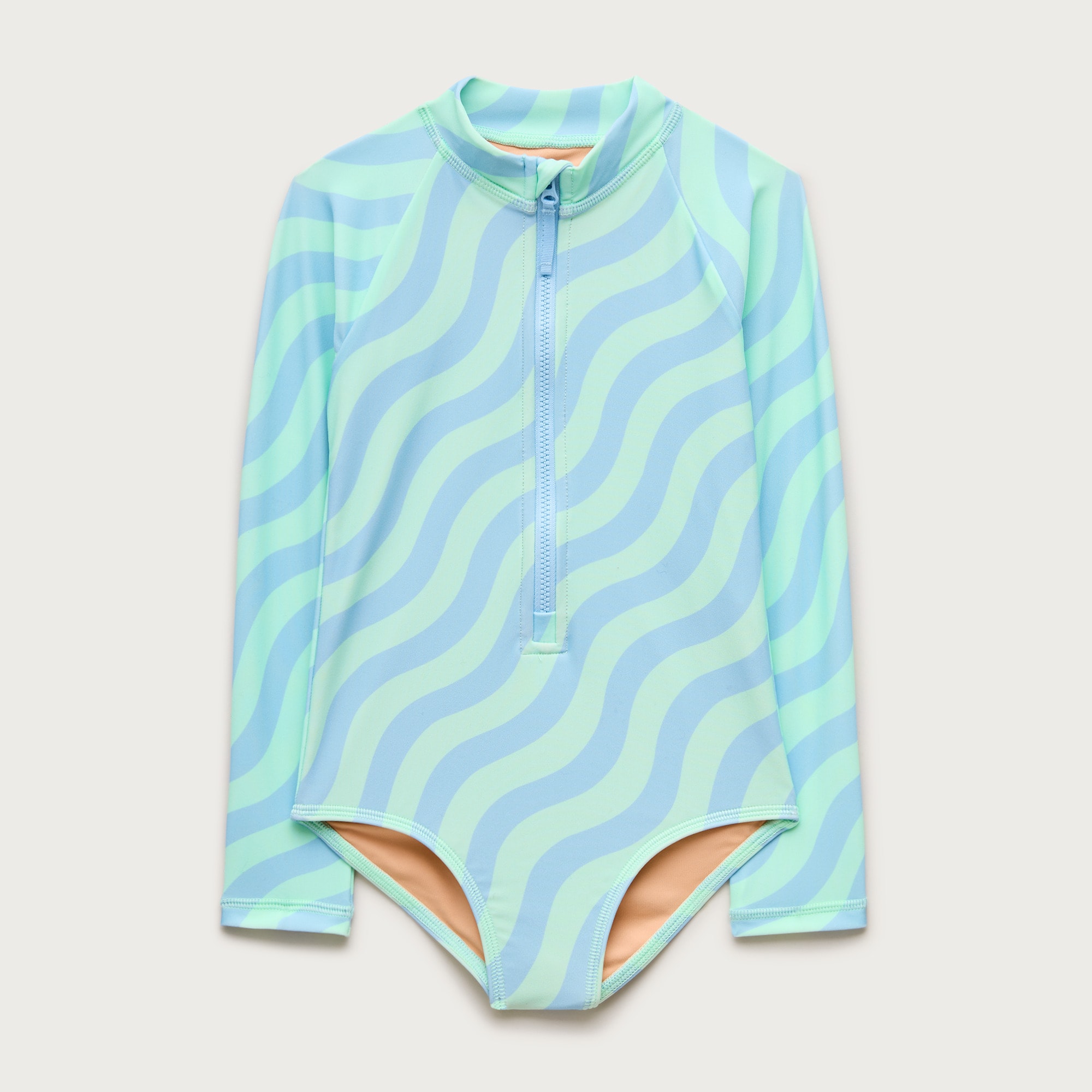 girls Girls' zip-up rash guard one-piece