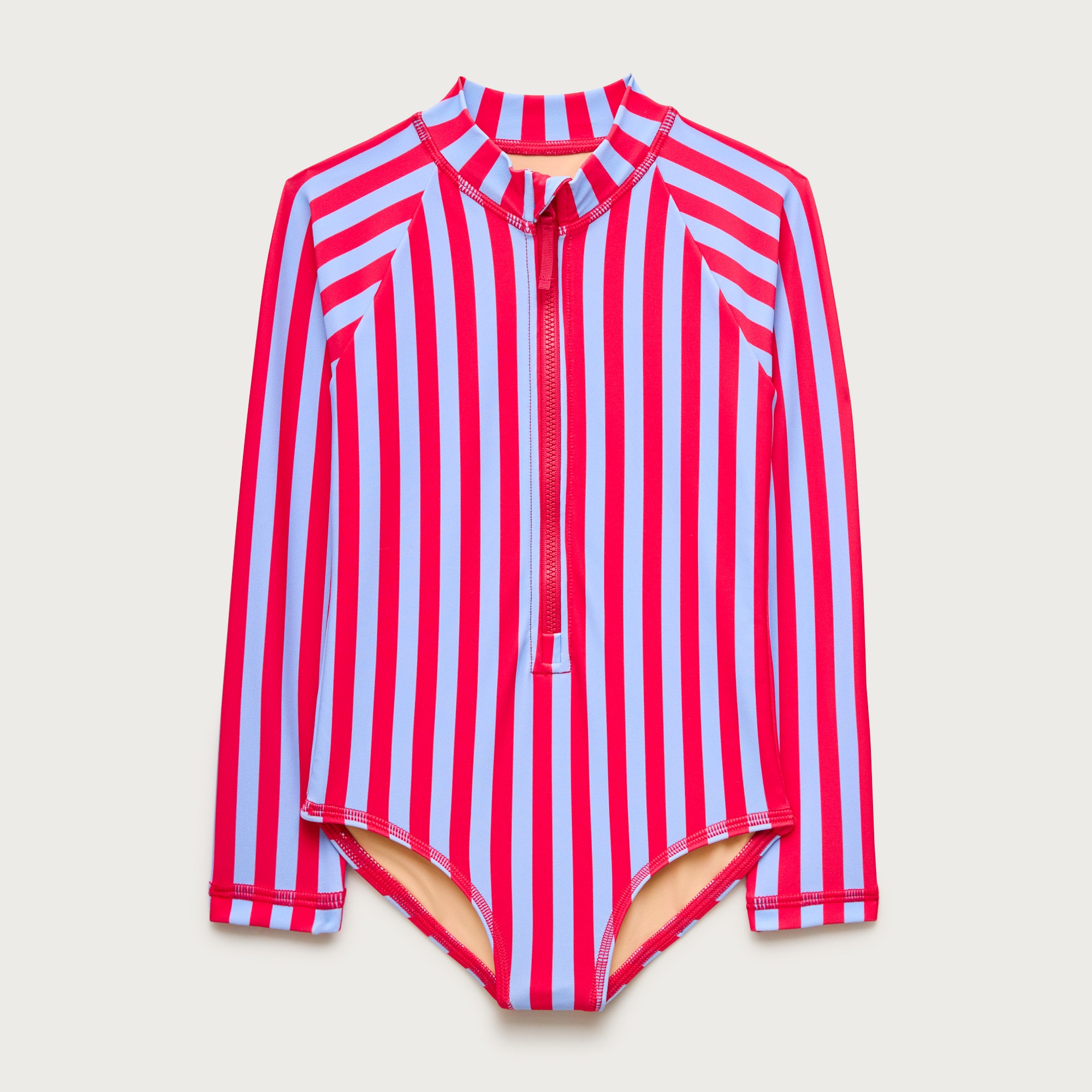 Girls' zip-up rash guard one-piece