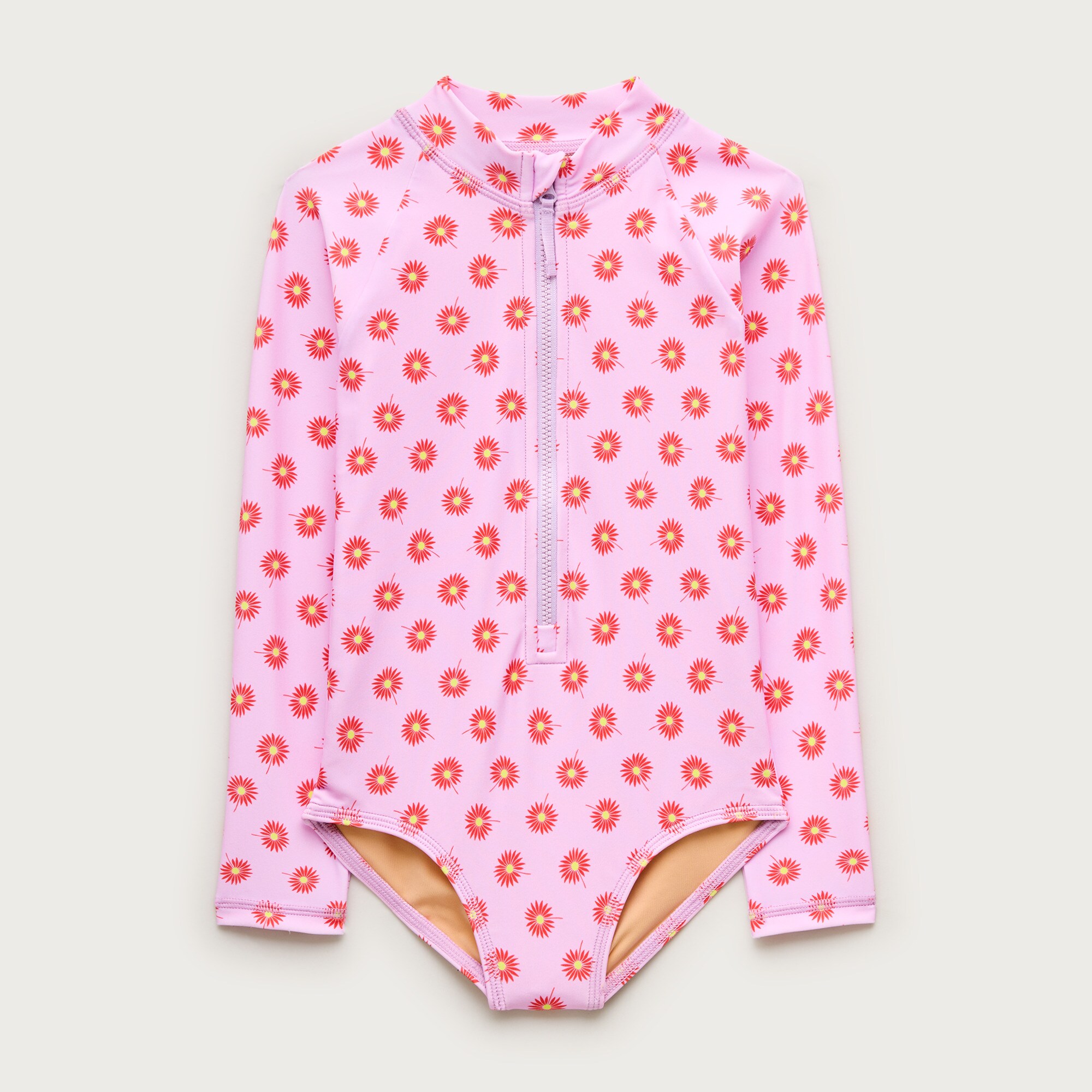 girls Girls' zip-up rash guard one-piece