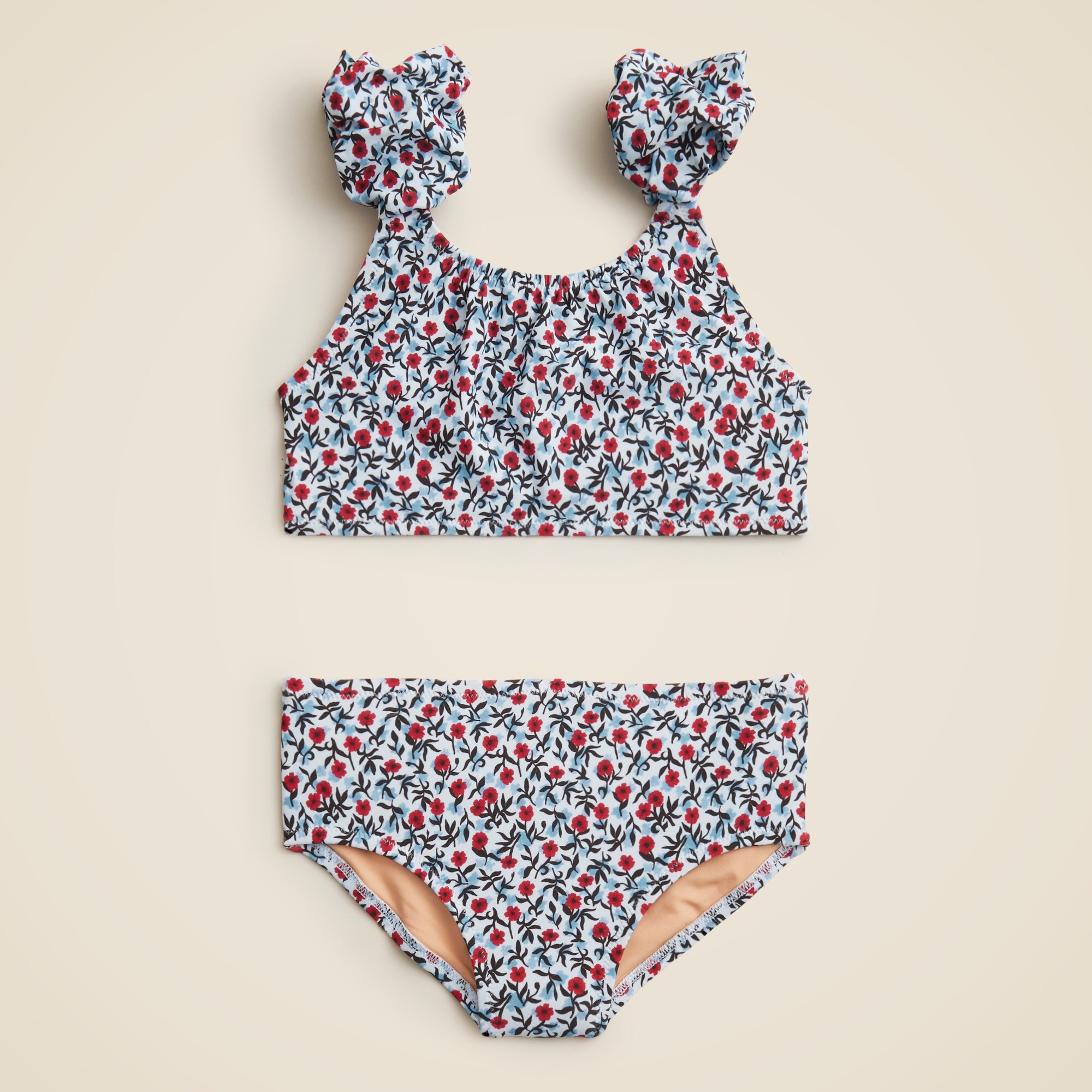 girls Girls' puff-sleeve two-piece swimsuit with UPF 50+ fabric