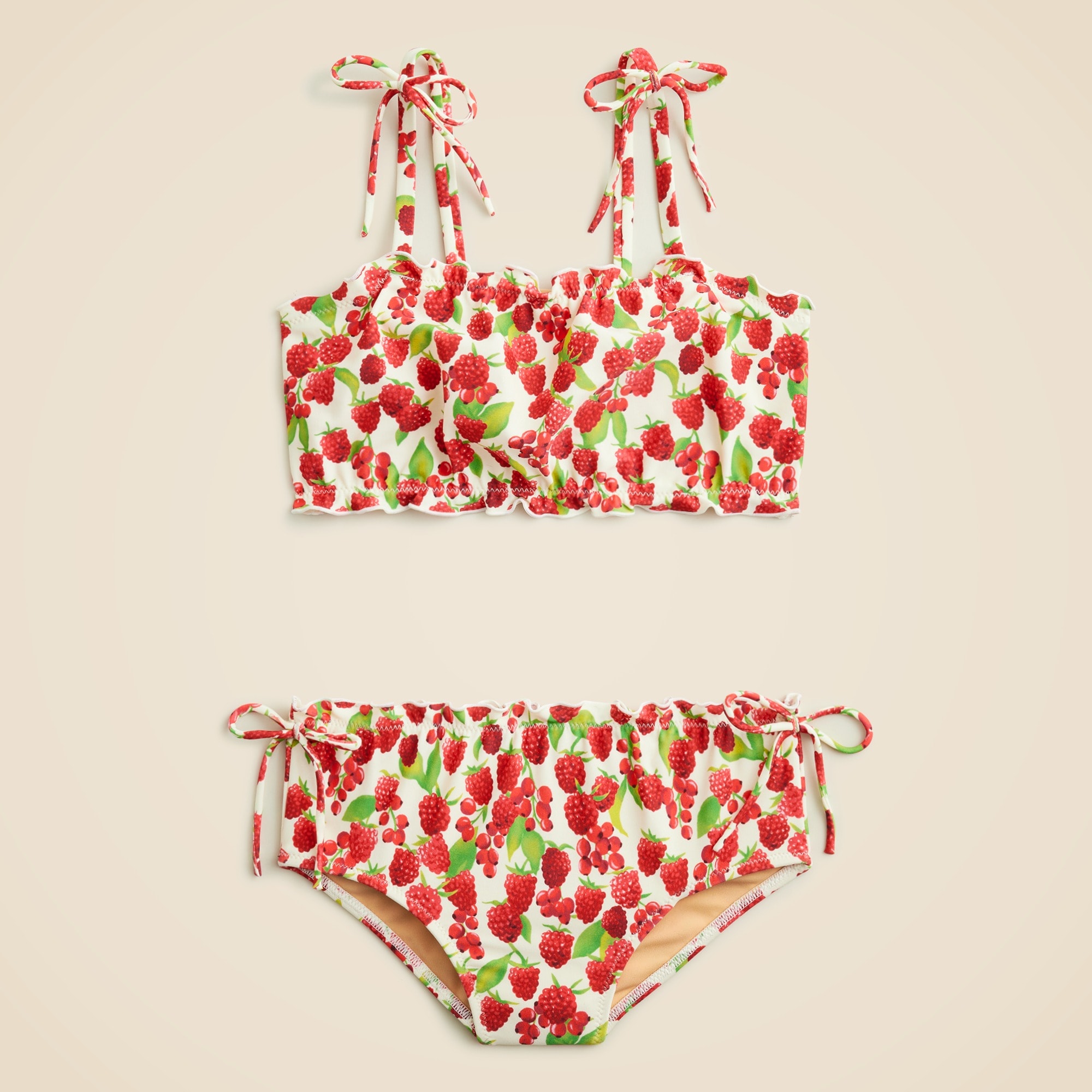 girls Girls' lettuce-edge two-piece swimsuit with UPF 50+ fabric