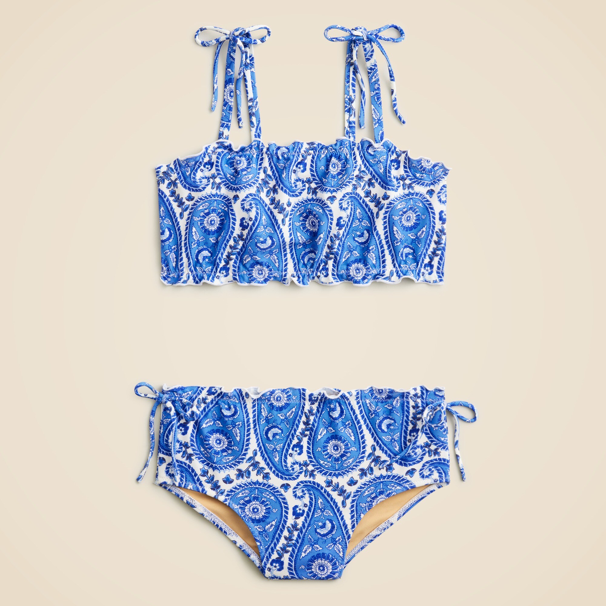 girls Girls' lettuce-edge two-piece swimsuit with UPF 50+ fabric