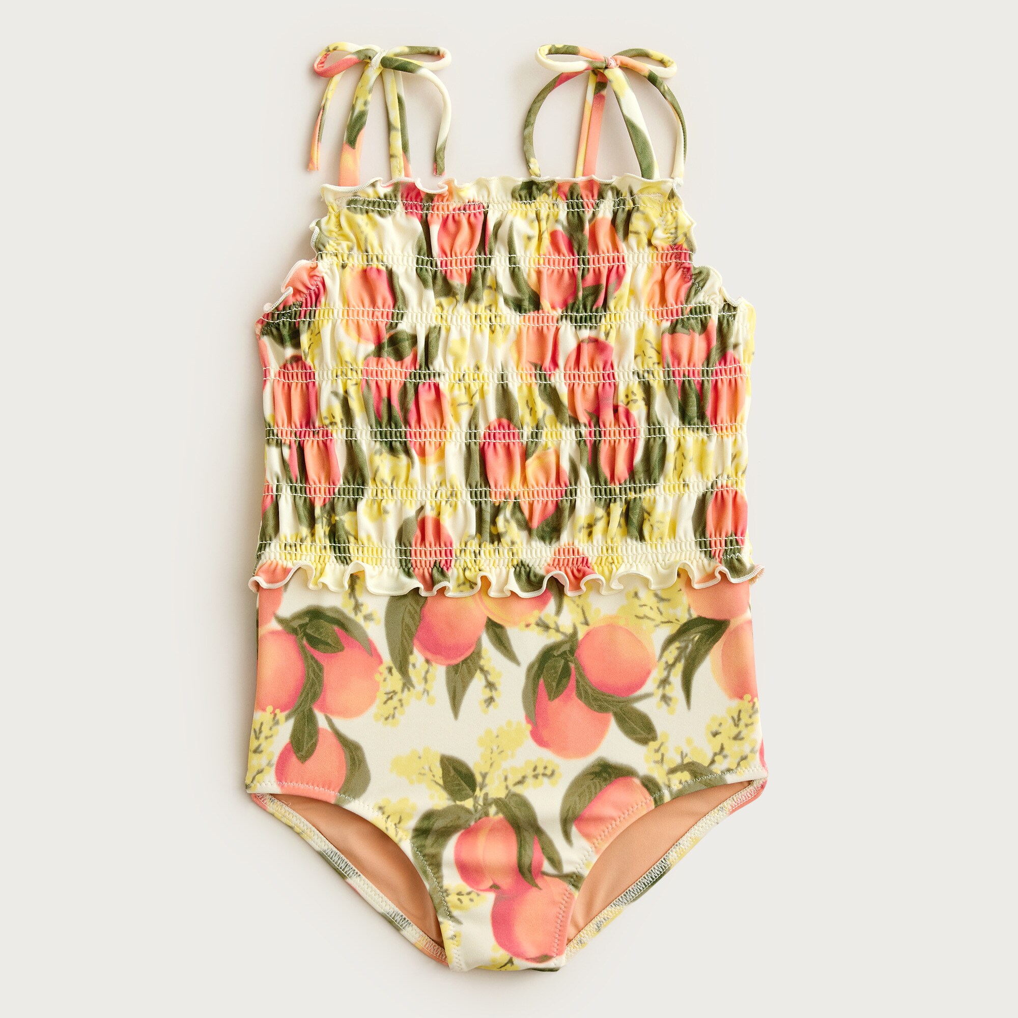 Girls' Lettuce-hem Smocked One-piece Swimsuit For Girls