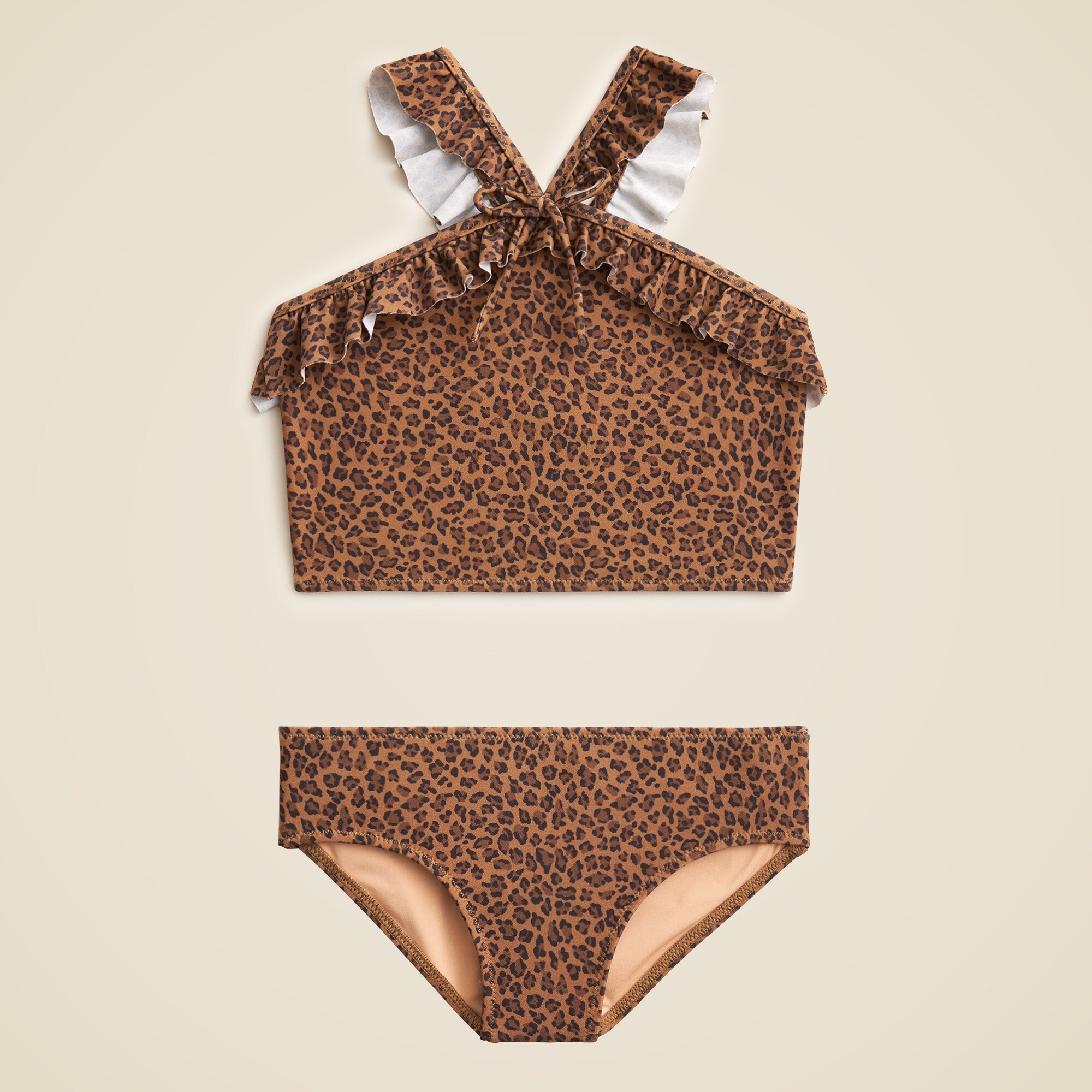 girls Girls' ruffle halter-neck two-piece swimsuit with UPF 50+ fabric
