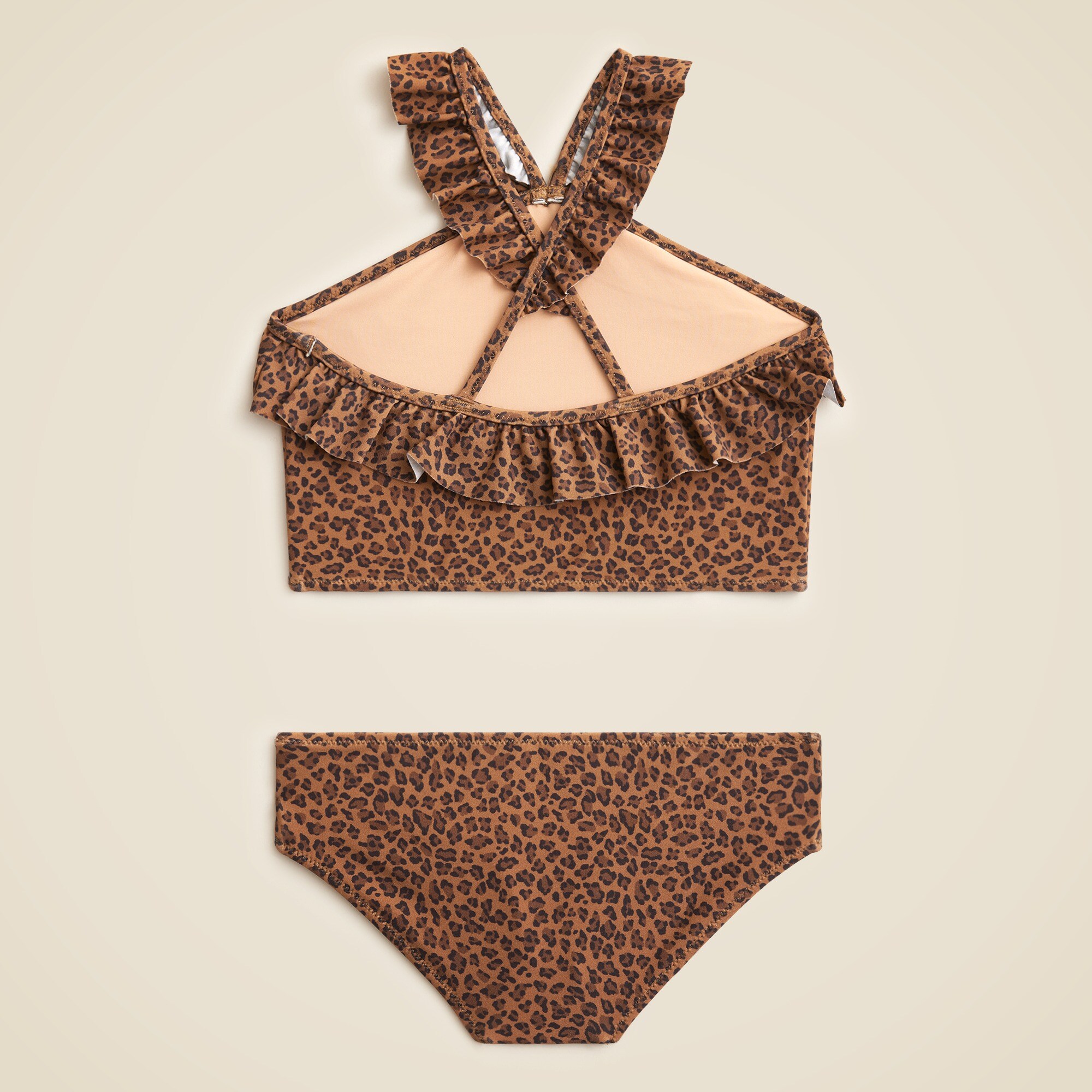 Girls' ruffle halter-neck two-piece swimsuit