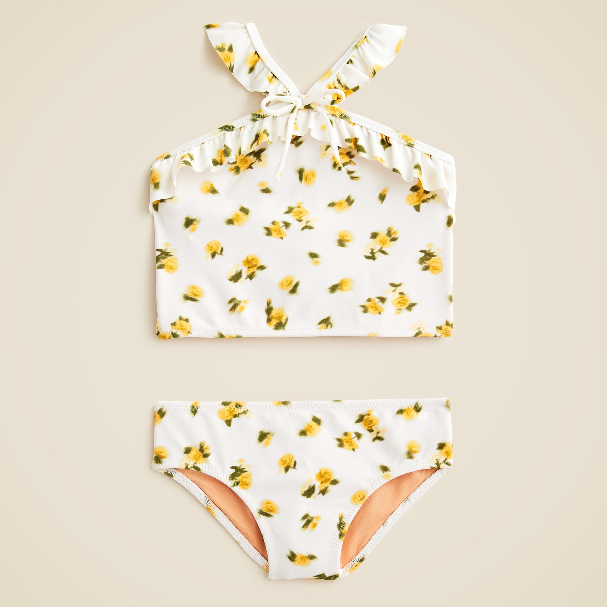 girls Girls' ruffle halter-neck two-piece swimsuit