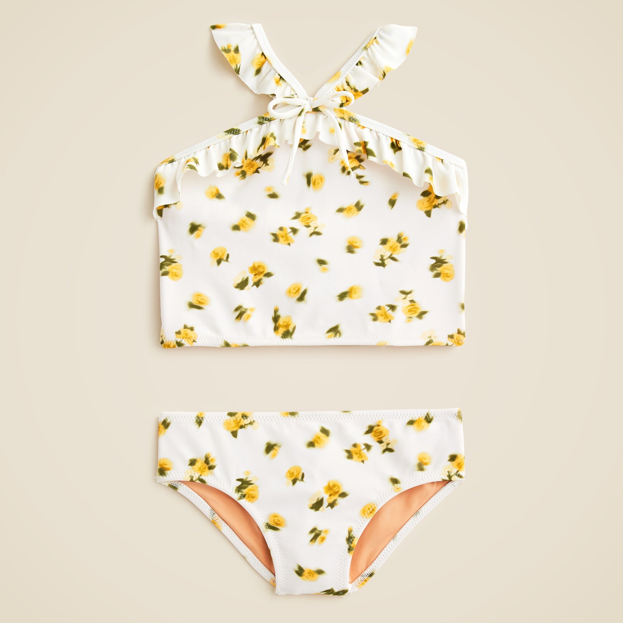 girls Girls' ruffle halter-neck two-piece swimsuit with UPF 50+ fabric