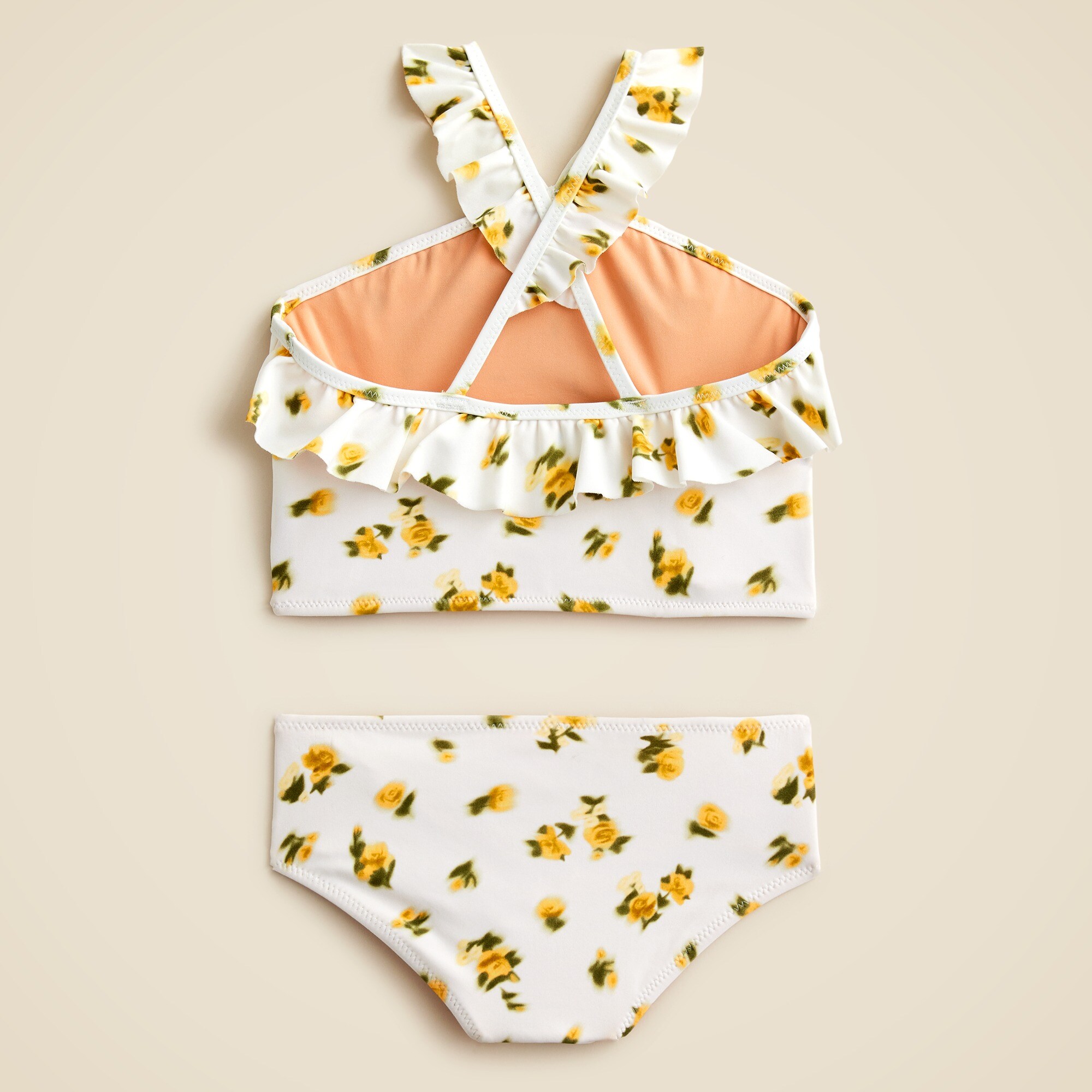 Girls' ruffle halter-neck two-piece swimsuit