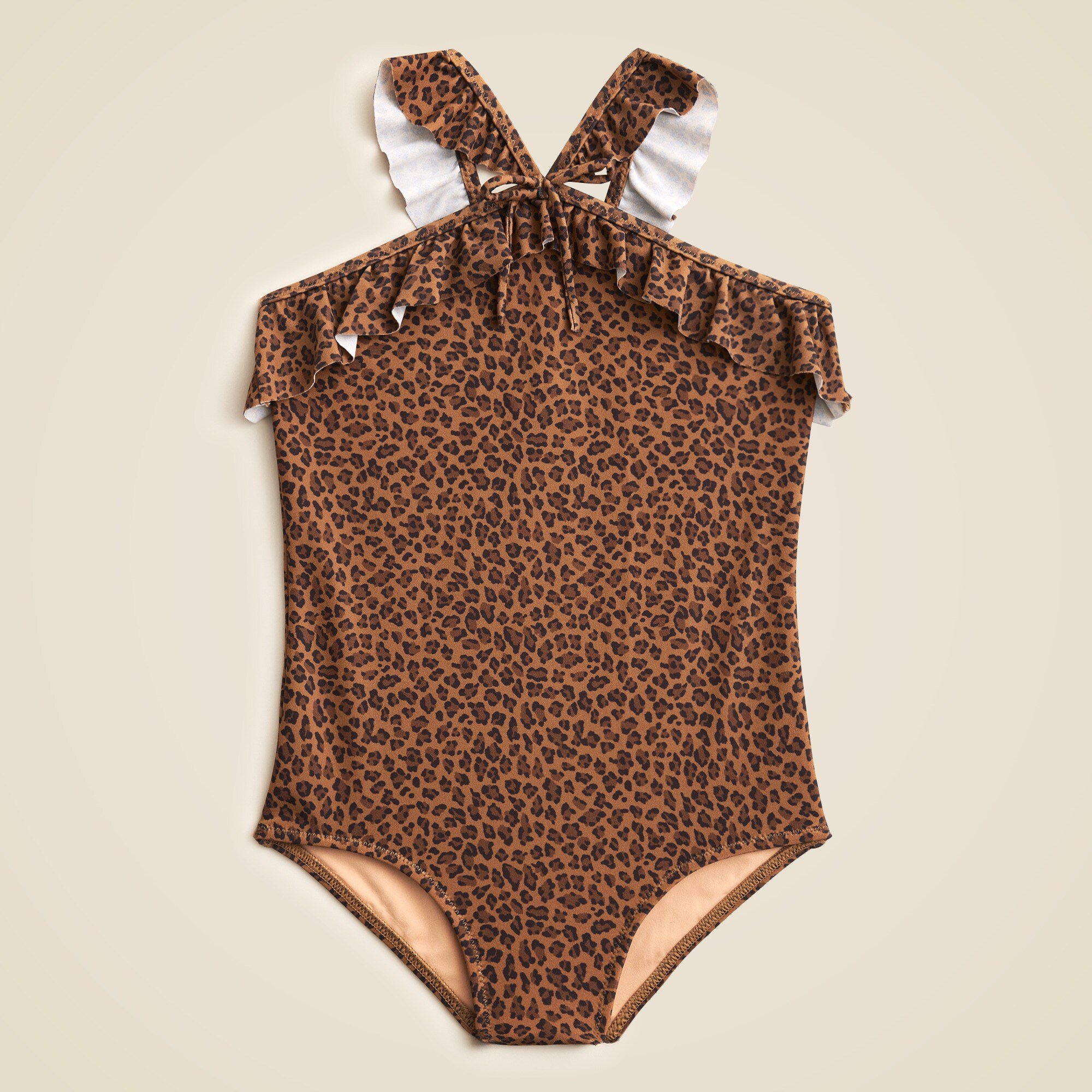 girls Girls' ruffle halter-neck one-piece swimsuit with UPF 50+ fabric