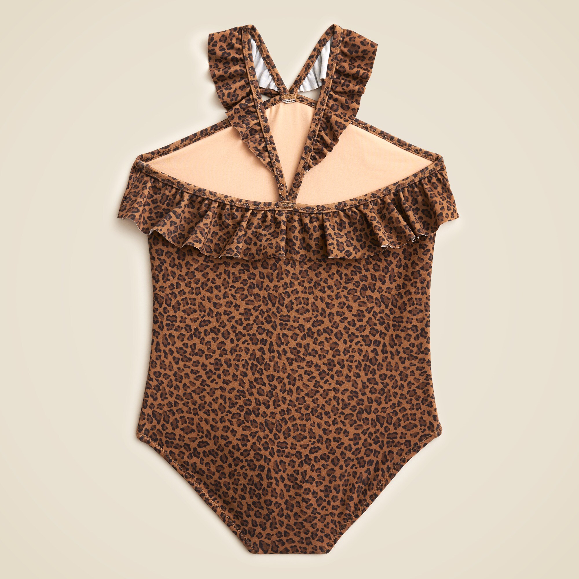 Girls' ruffle halter-neck one-piece swimsuit