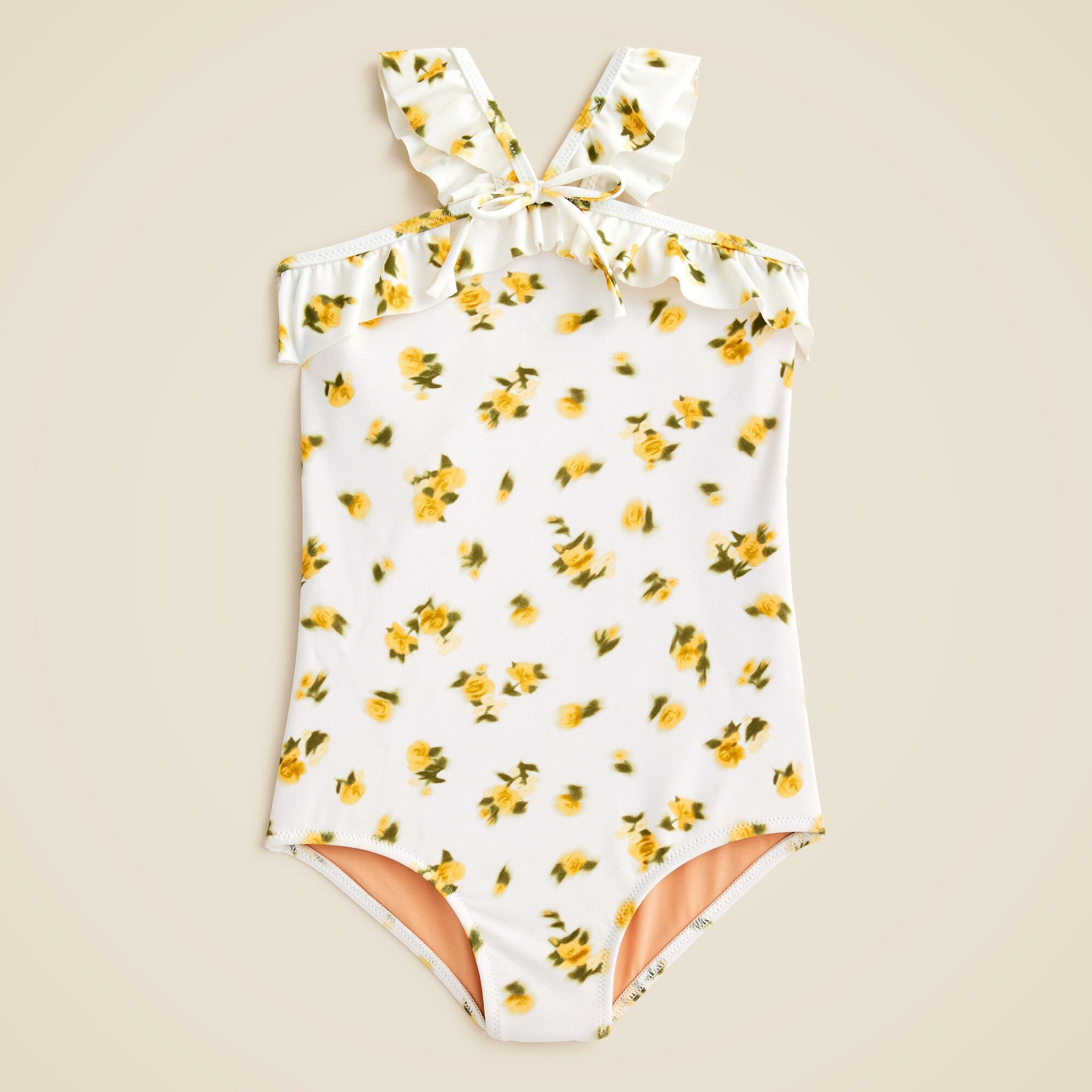 girls Girls' ruffle halter-neck one-piece swimsuit with UPF 50+ fabric