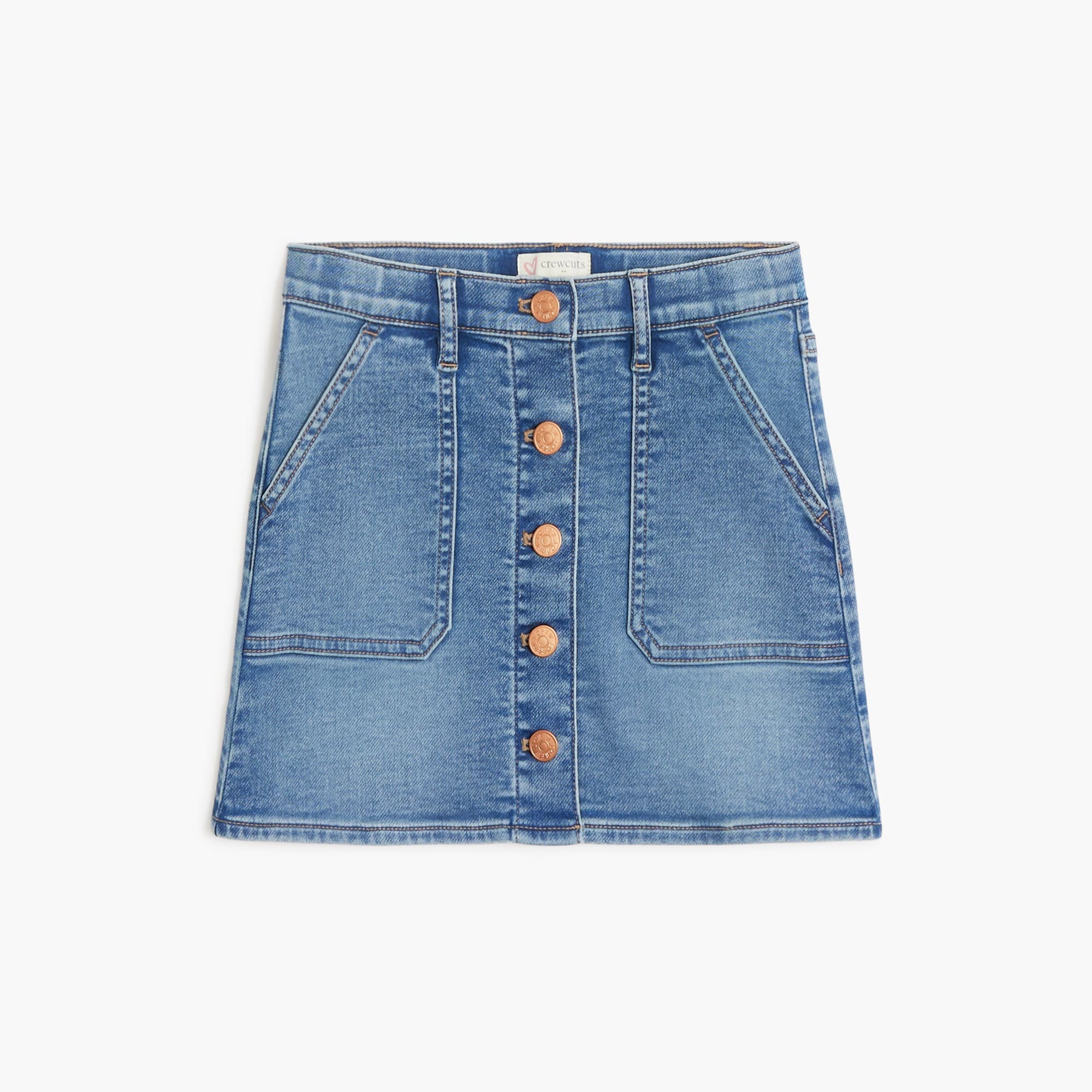 Girls' button-front jean skirt
