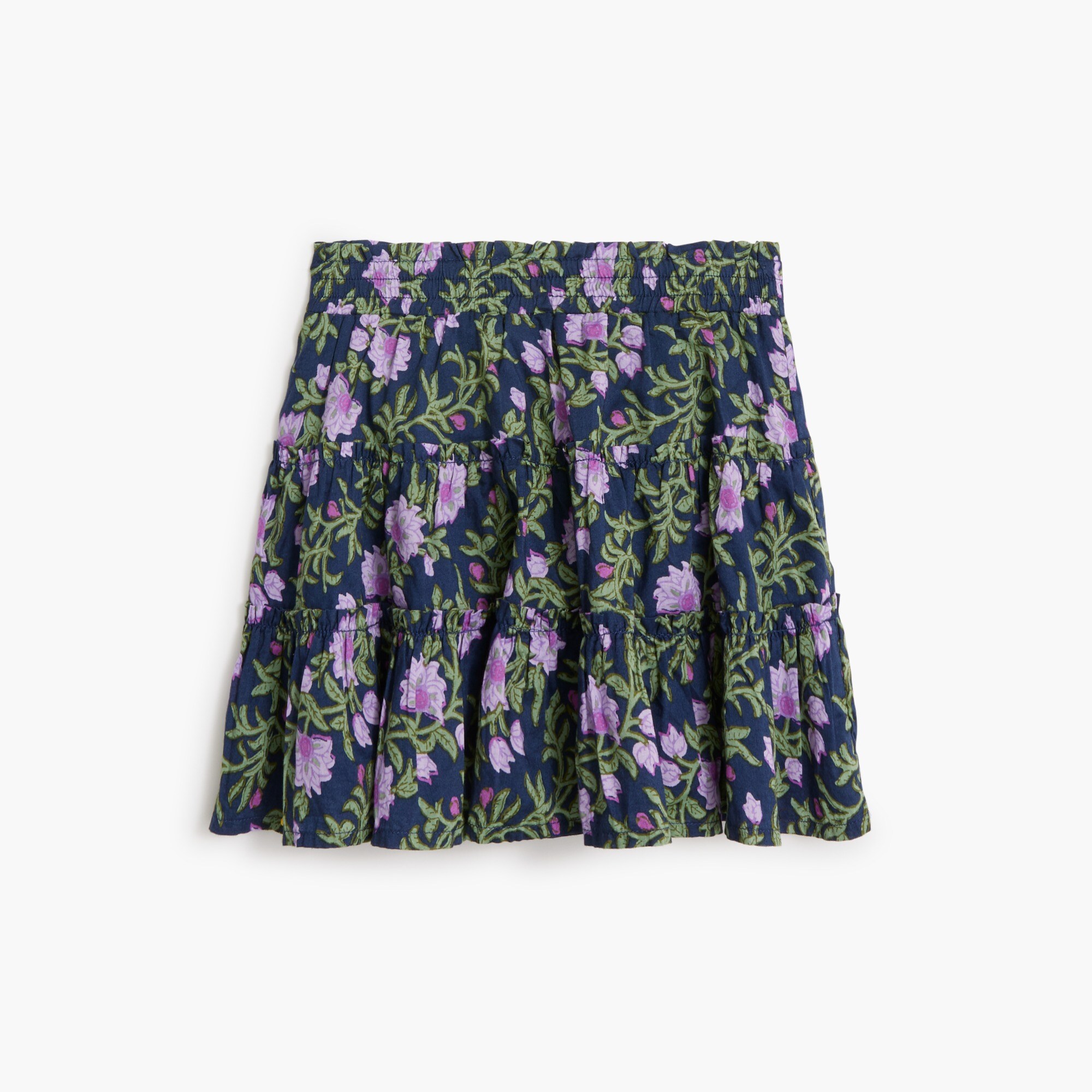 Girls' floral tiered smocked skirt