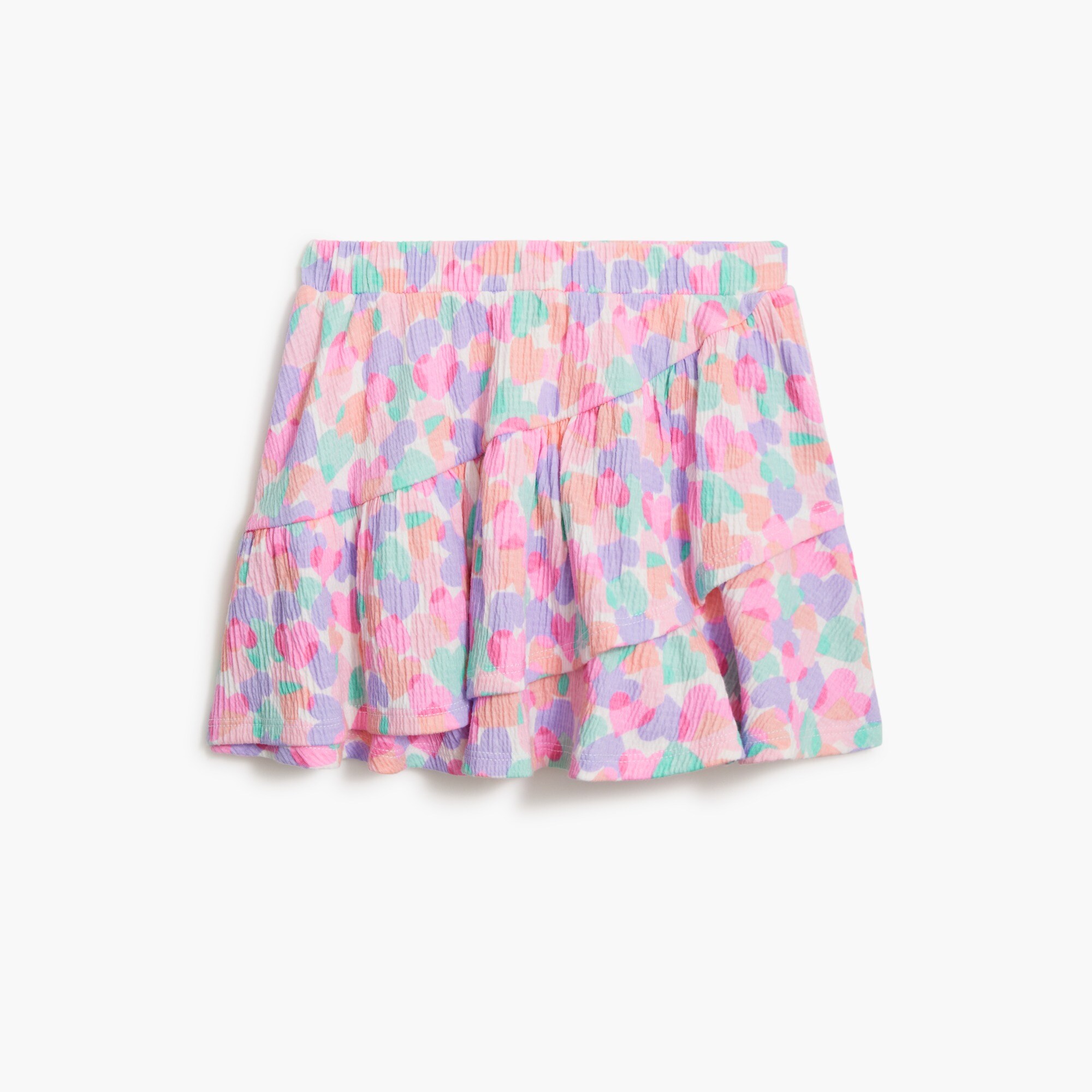 Girls' crinkle knit hearts skort