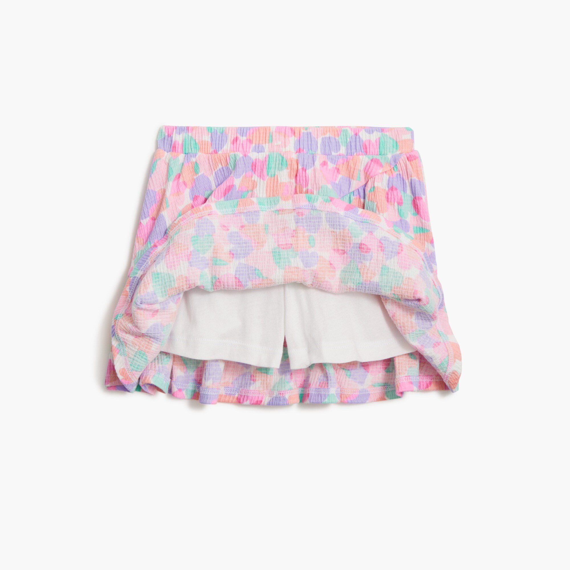 Girls' crinkle knit hearts skort