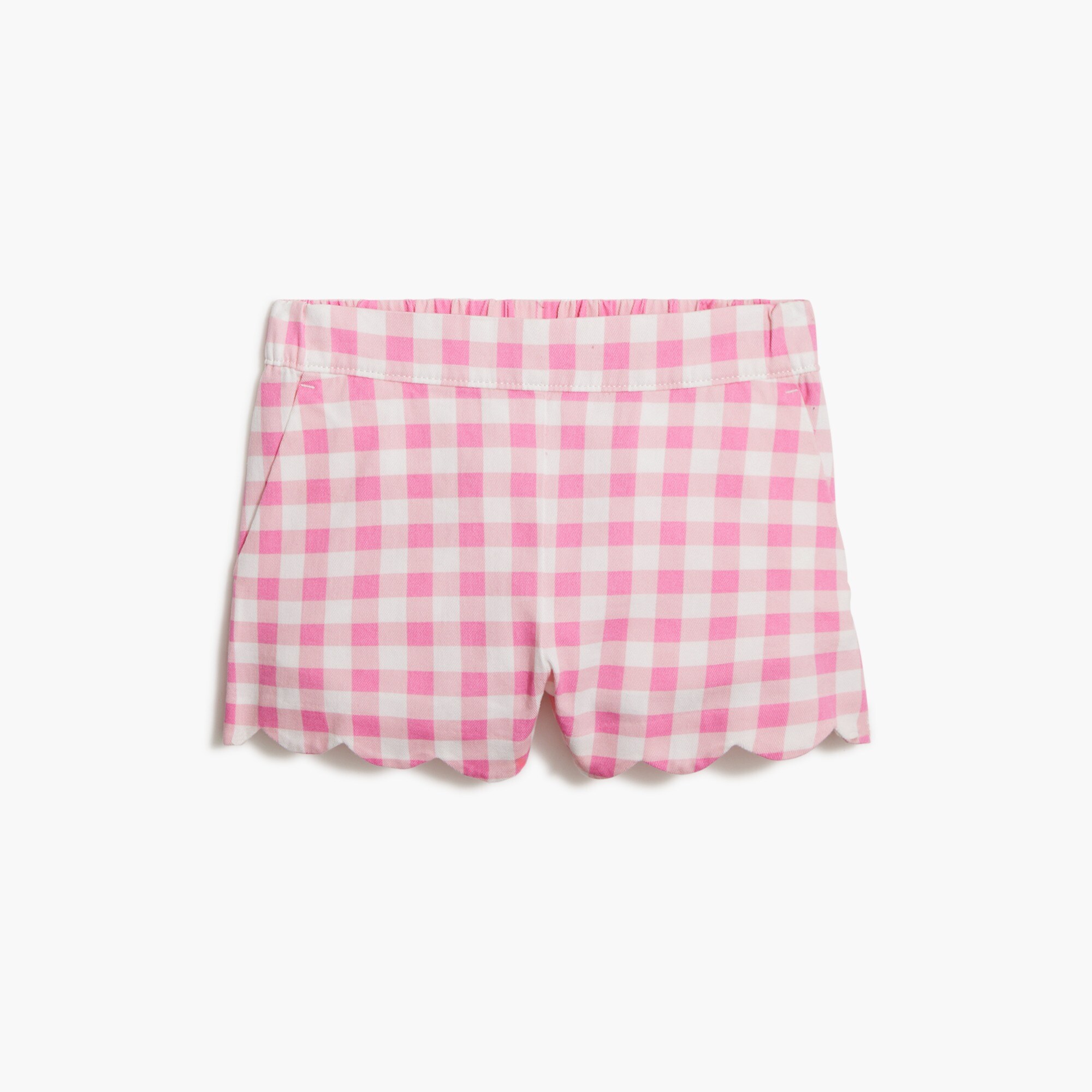 girls' gingham scallop-hem short for girls