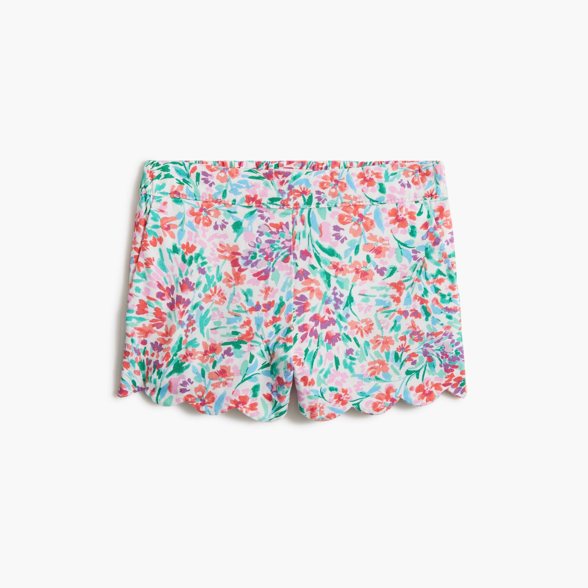 girls' floral-print scallop-hem short for girls
