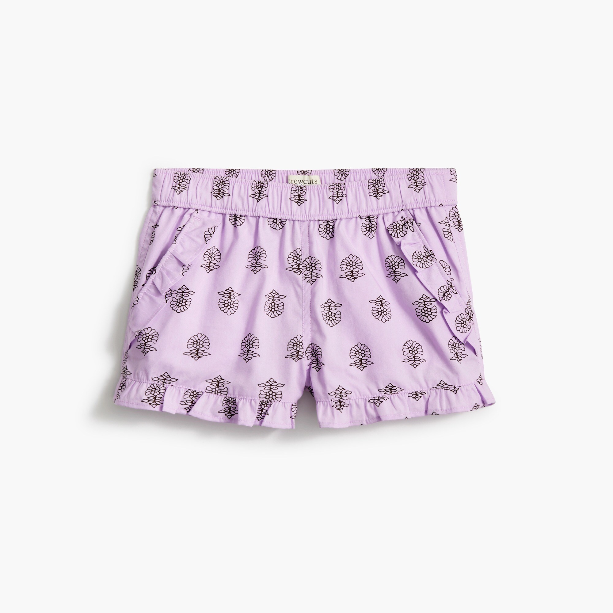 Girls' block-print short with ruffle hem