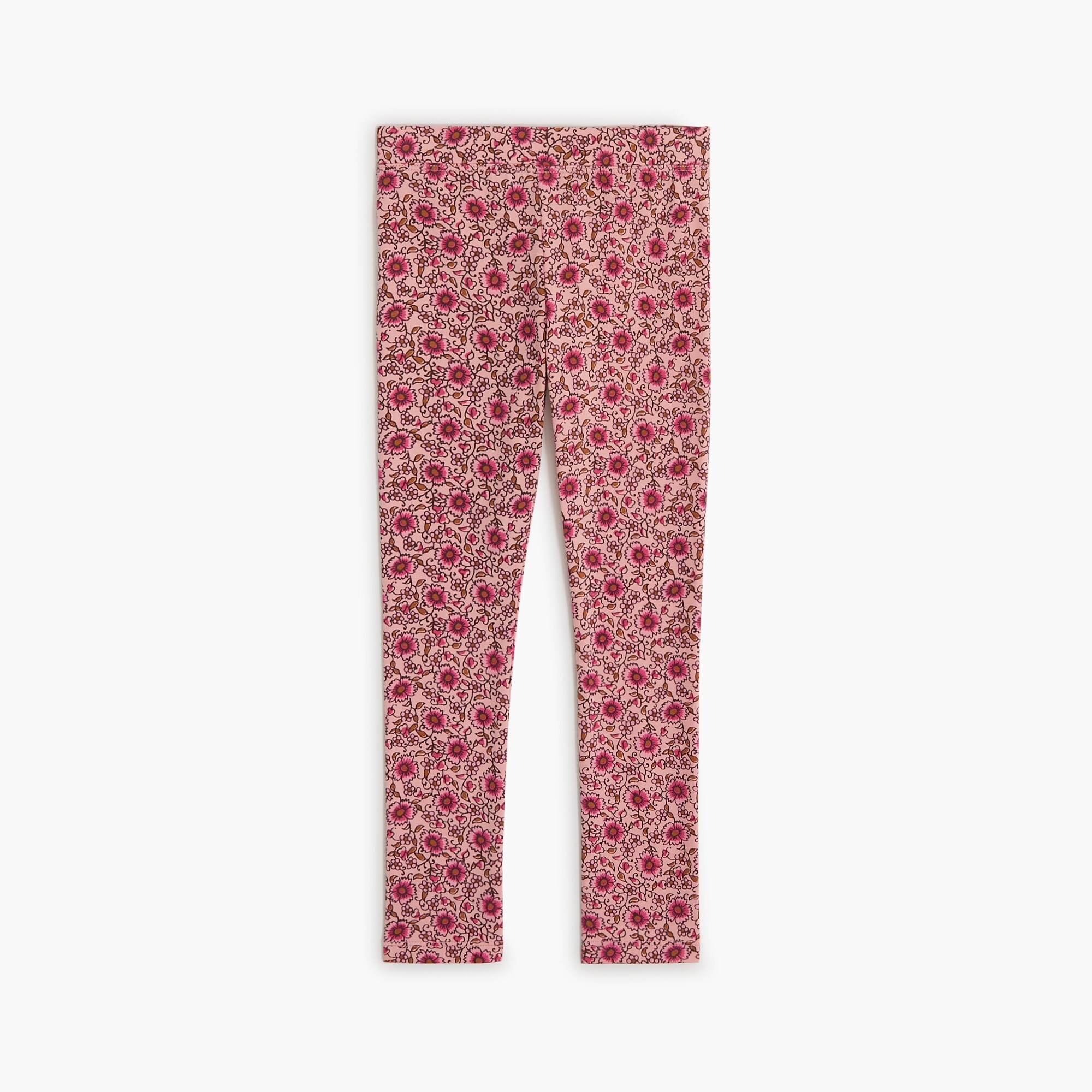 Girls' pink floral leggings