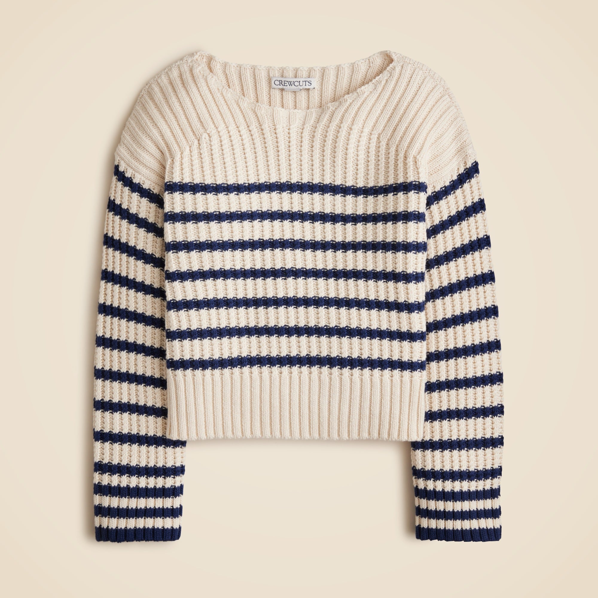 Girls' Cotton Boatneck Sweater In Navy Stripe For Girls | J.Crew