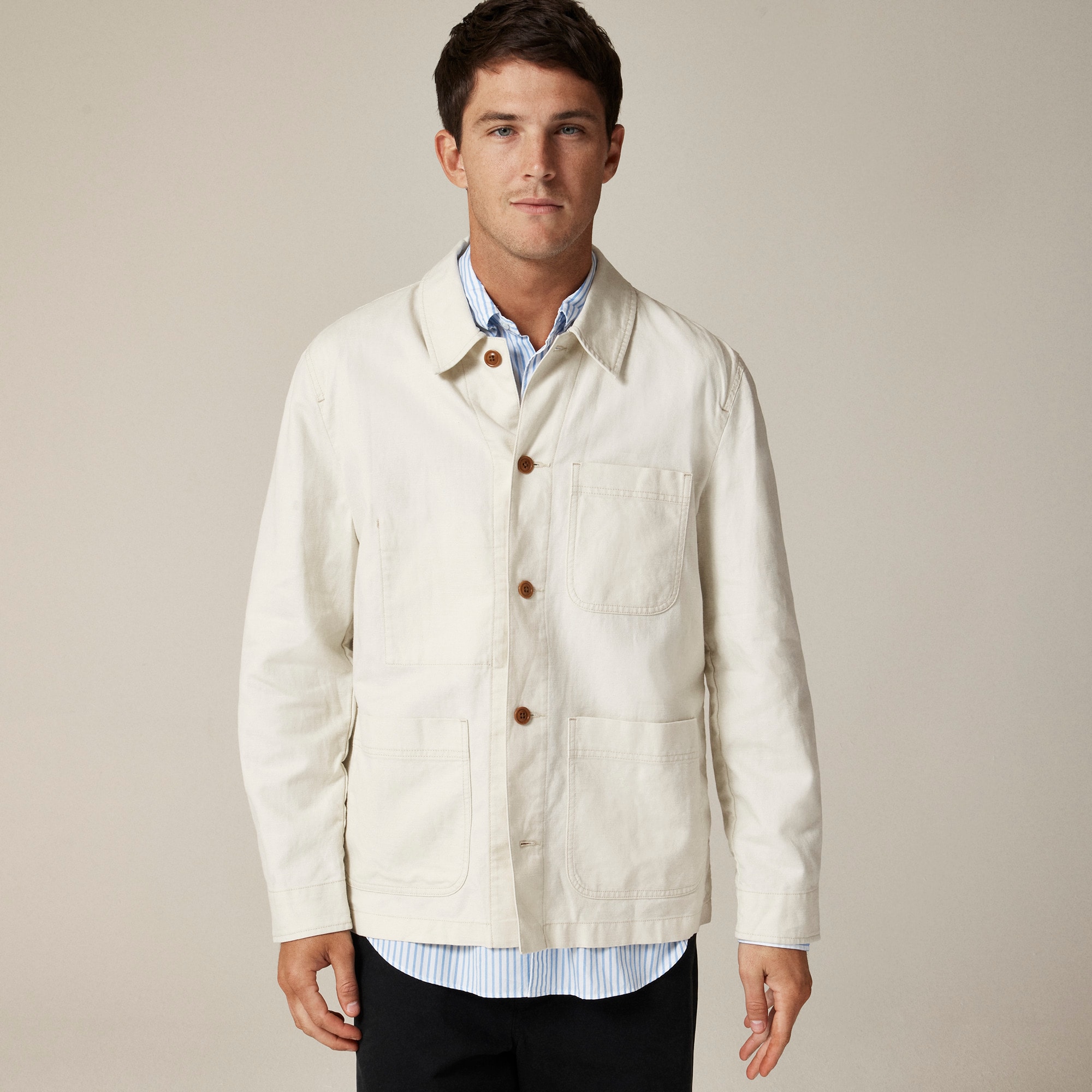 mens Cotton-linen blend chore jacket