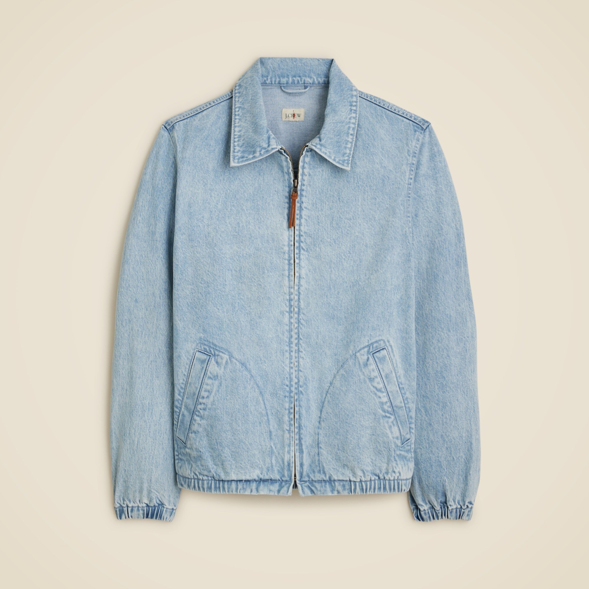 Harrington Jacket In Washed Denim For Men | J.Crew