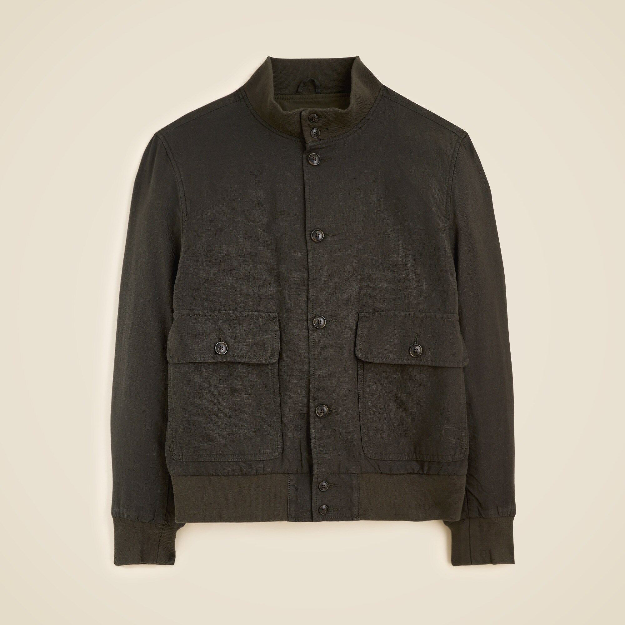mens Flight jacket in linen-cotton blend