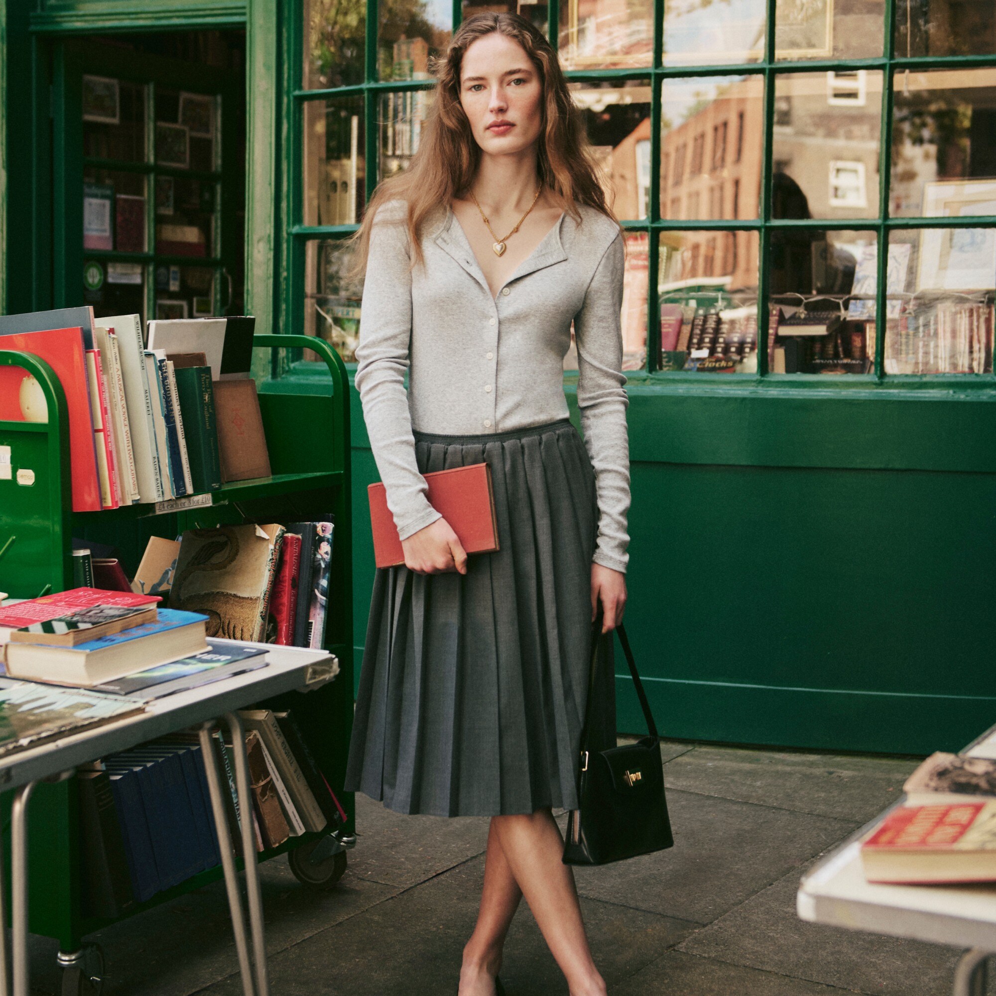 womens Pleated wool-blend skirt
