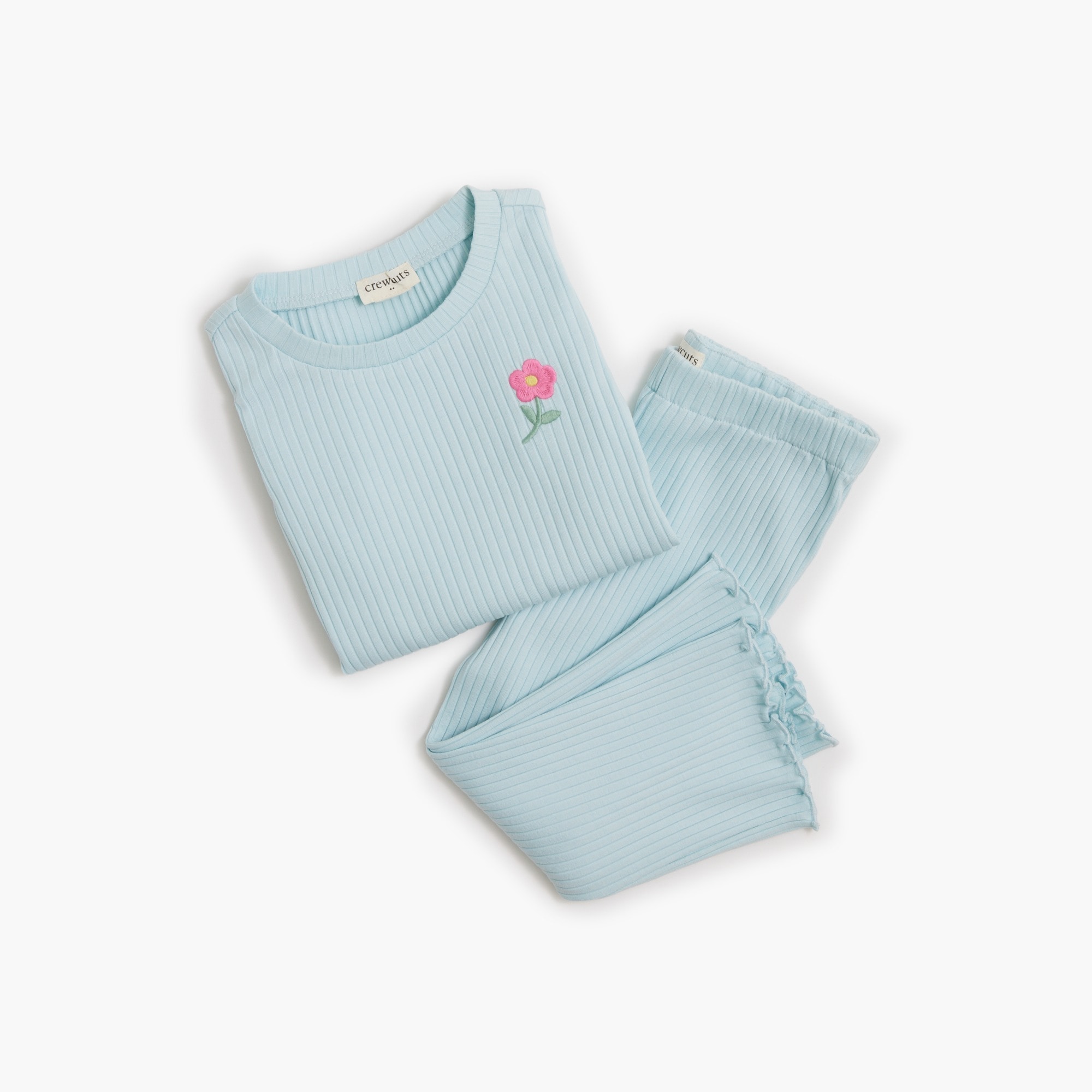  Baby &amp; toddler girls' embroidered ribbed-knit set