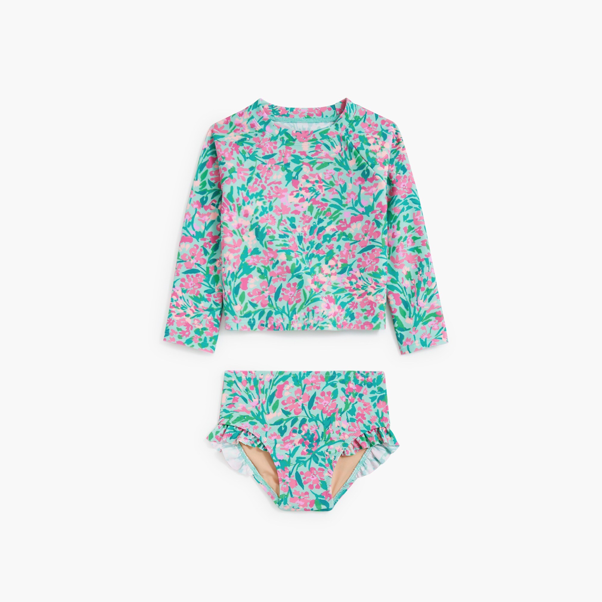 baby & toddler girls Baby &amp; toddler girls' two-piece rash guard swimsuit