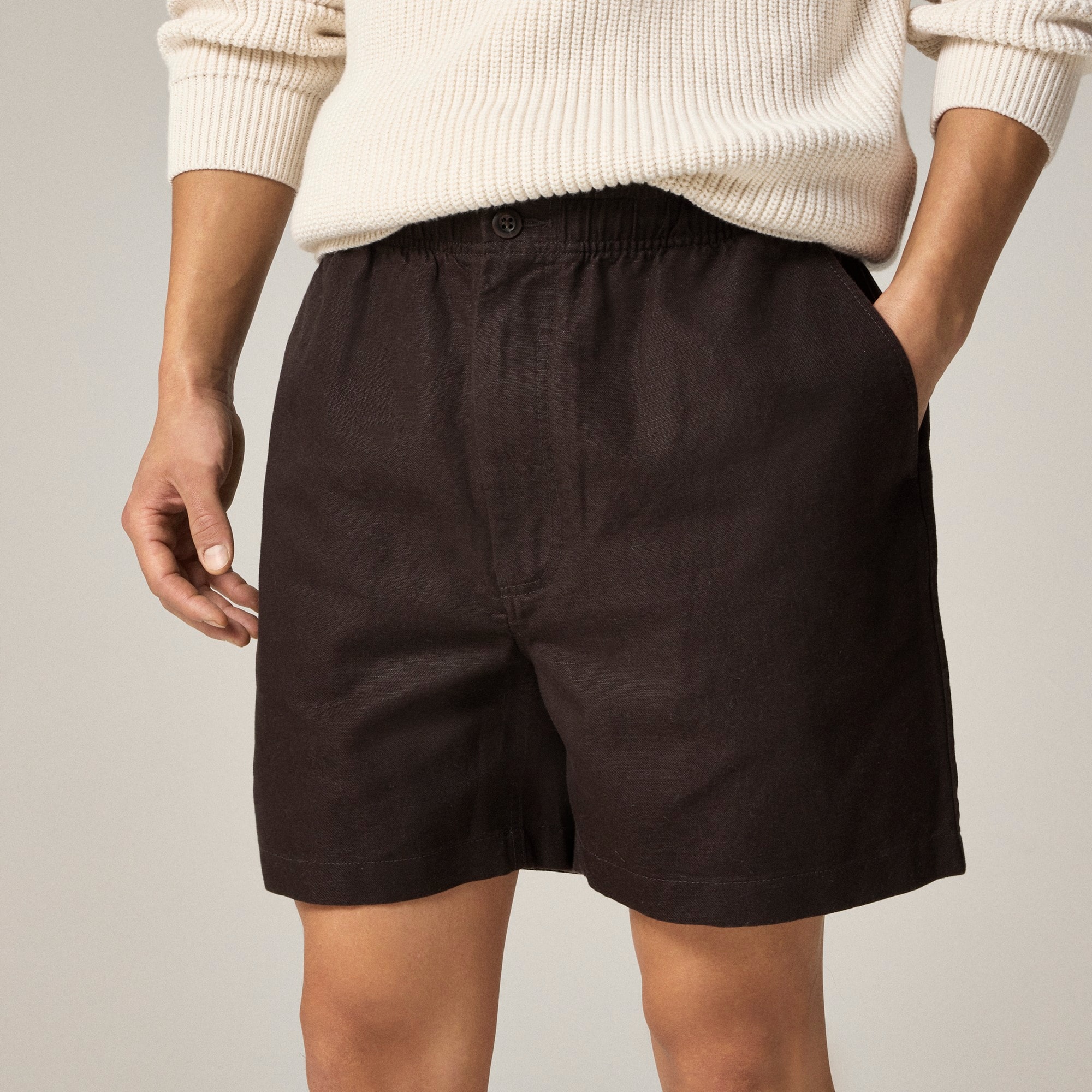 mens 5.5'' Pier short in cotton-linen blend
