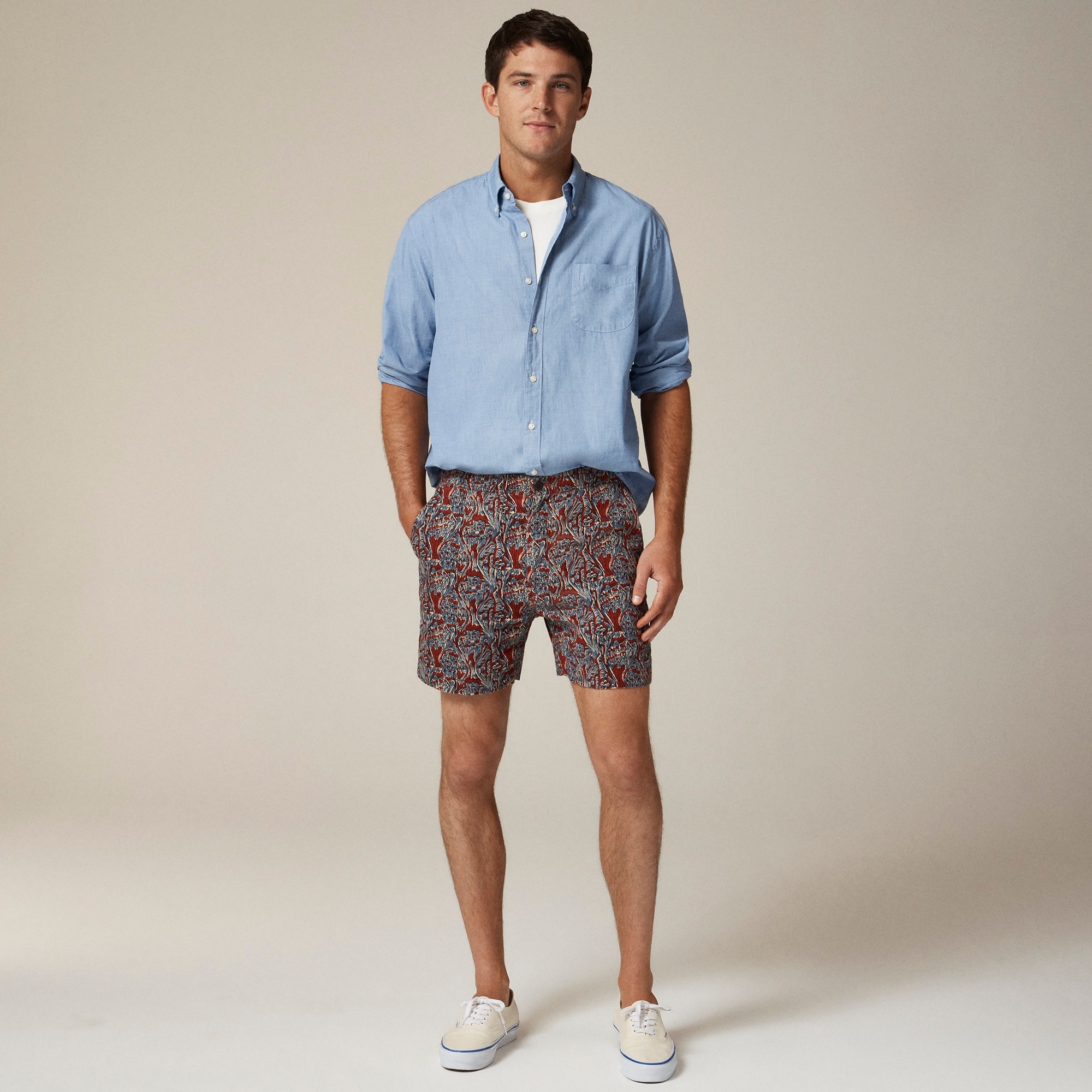 5.5'' Pier linen short in batik print