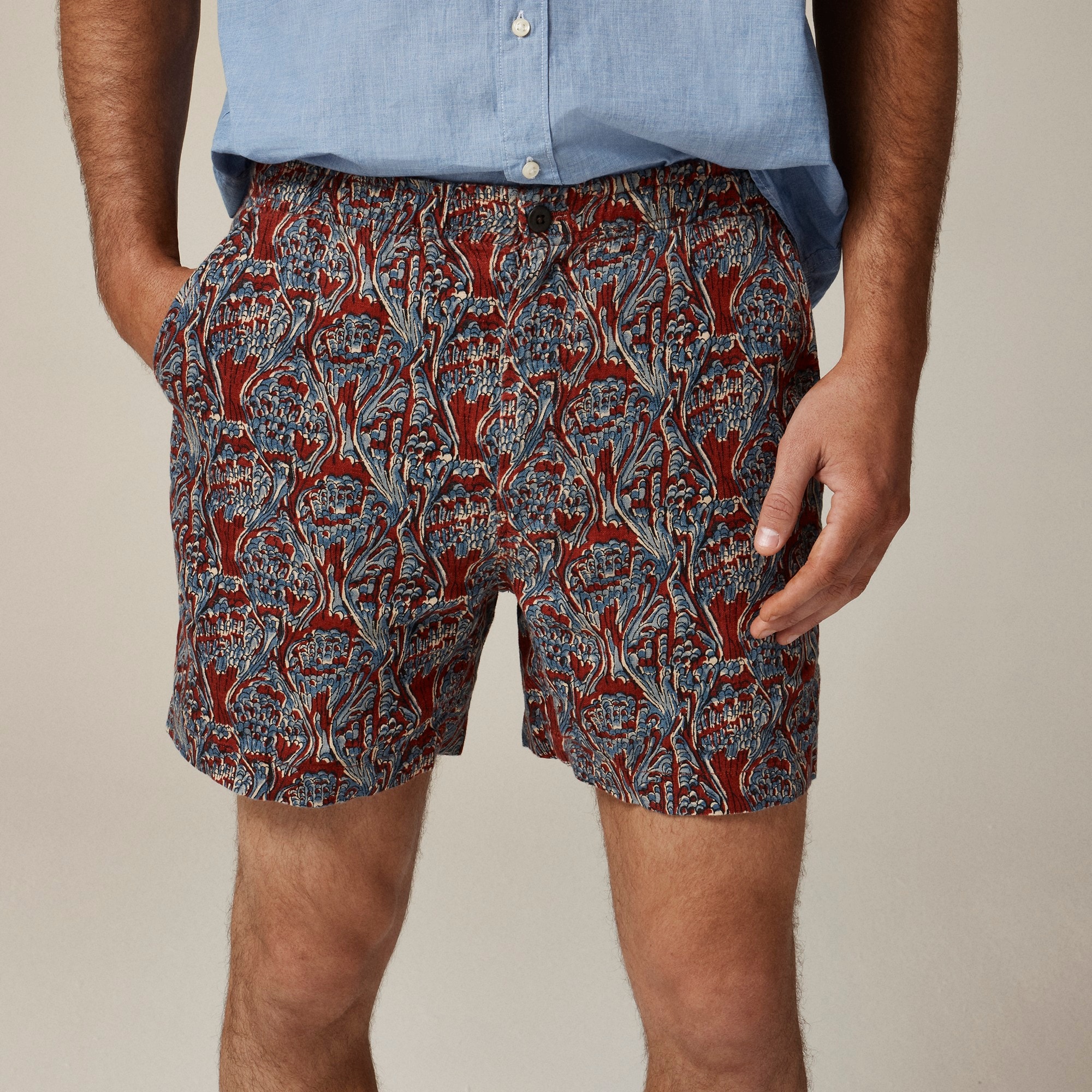 mens 5.5'' Pier linen short in batik print