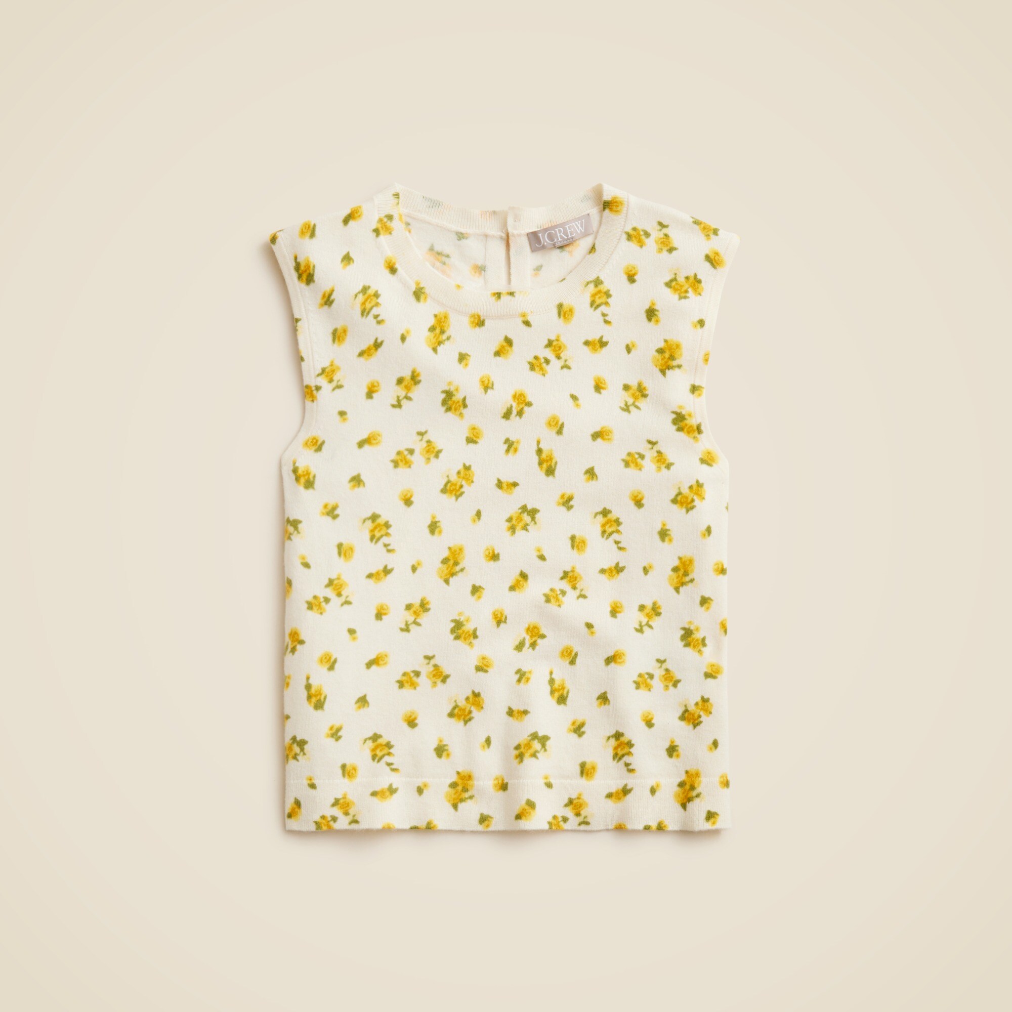Featherweight cashmere sweater shell in budding rose print