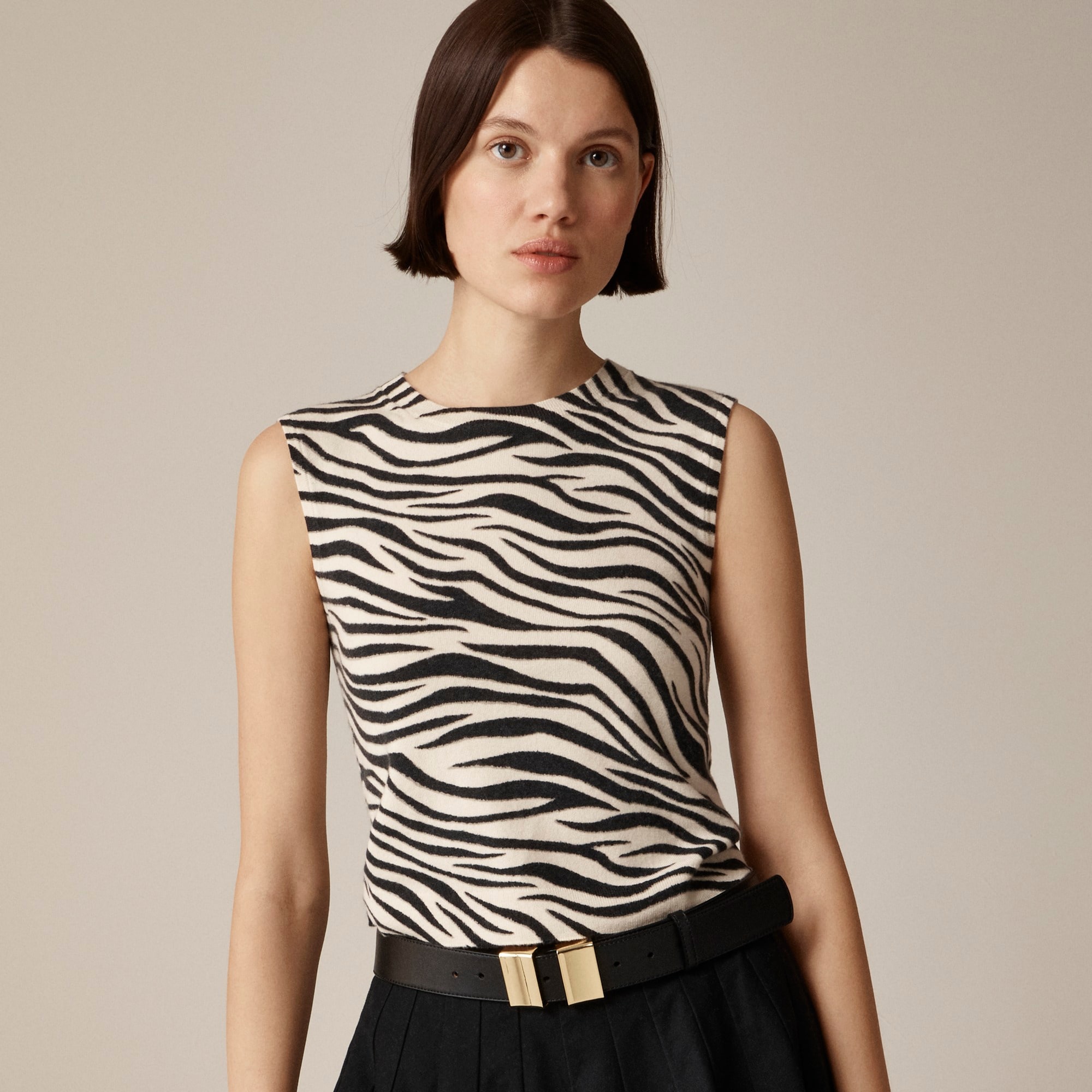 womens Featherweight cashmere sweater shell in zebra print