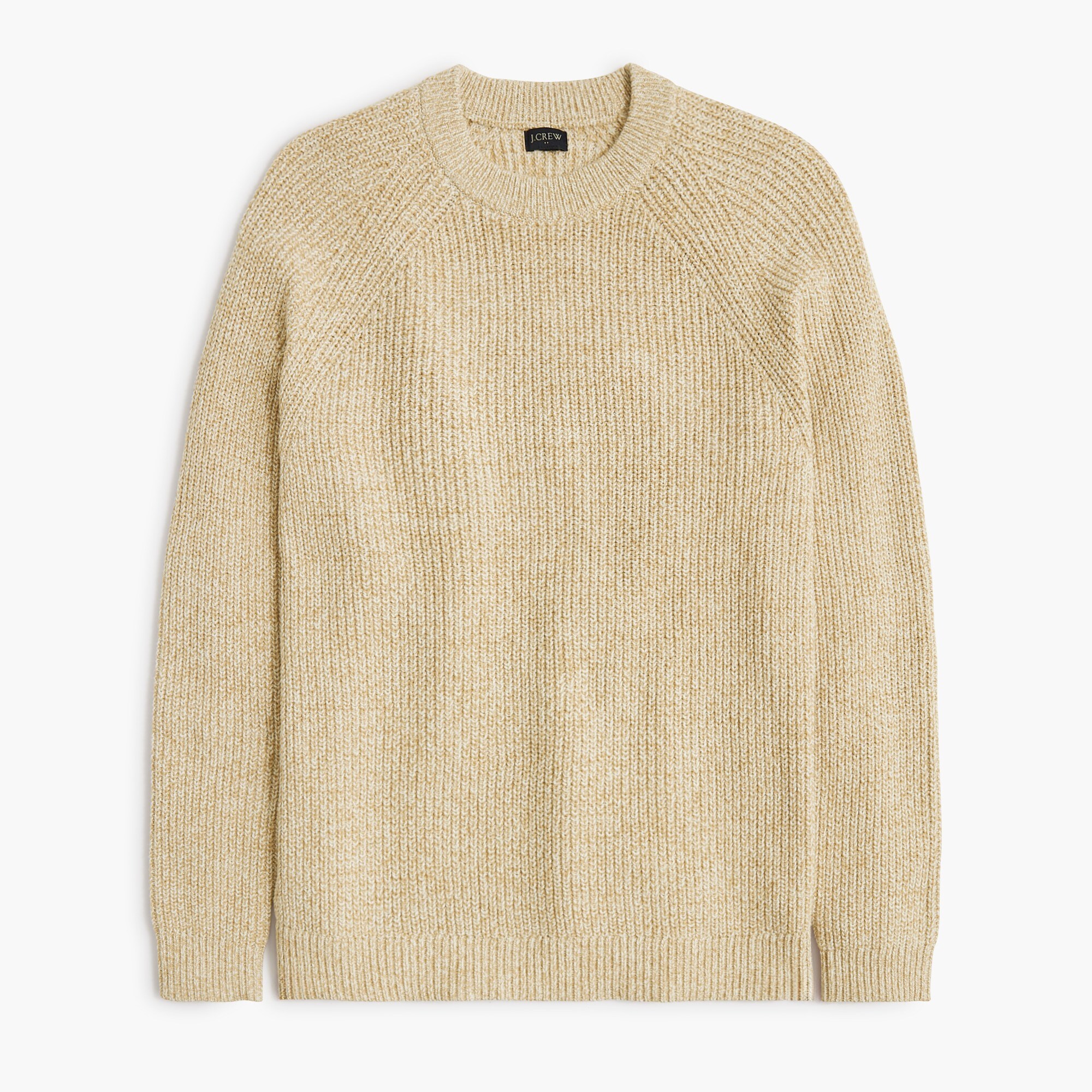 Marled raglan shaker-stitch crewneck sweater