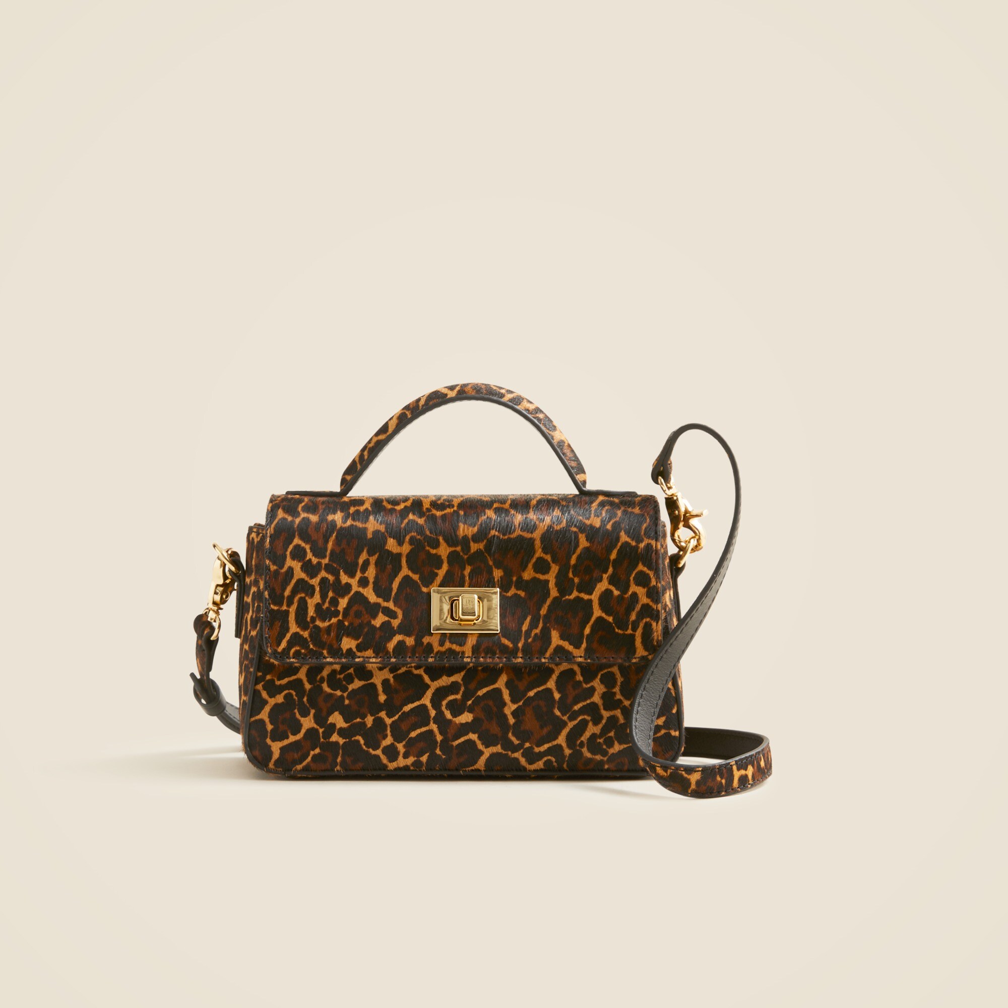 Small Edie top-handle bag in leopard-print calf hair