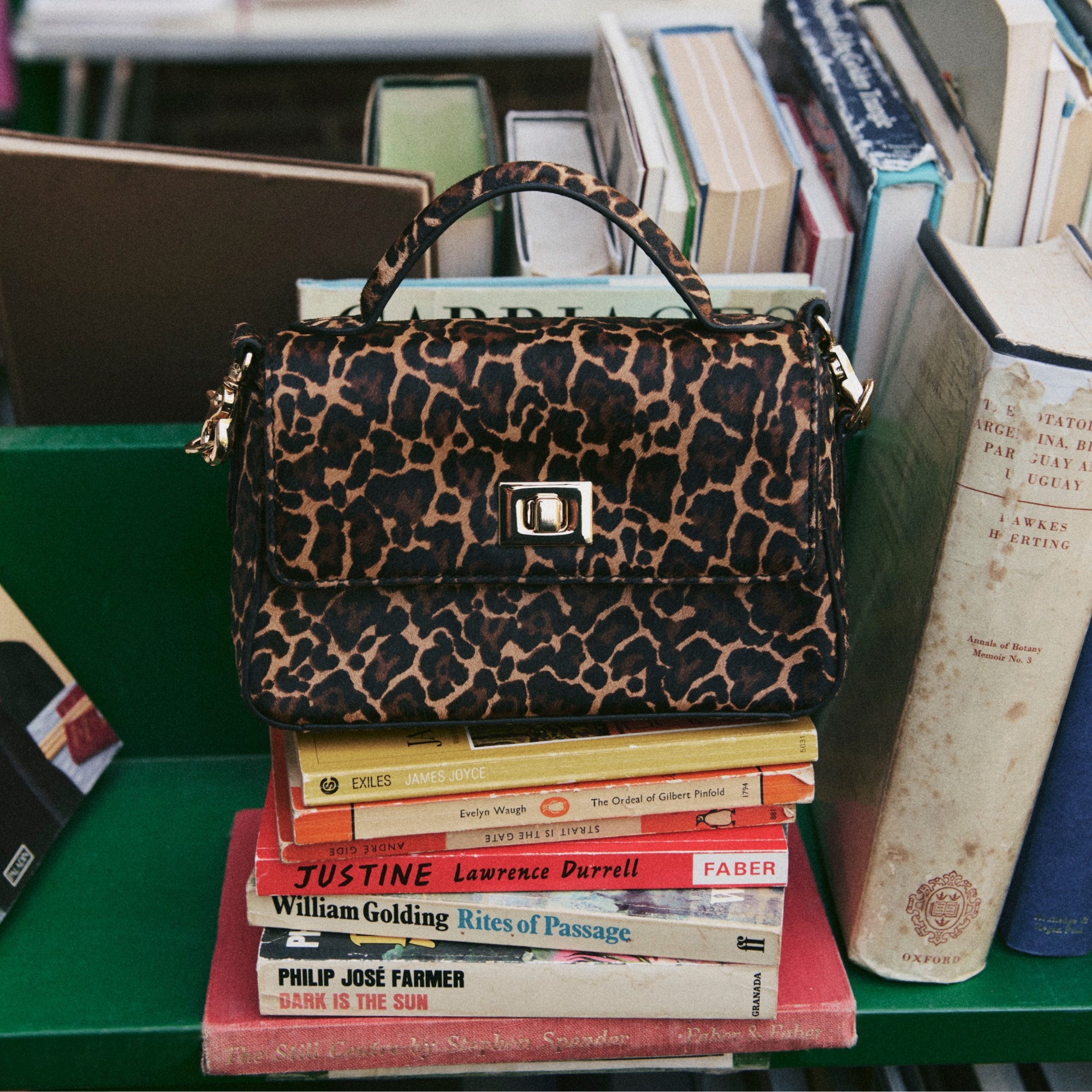 womens Small Edie top-handle bag in leopard-print calf hair