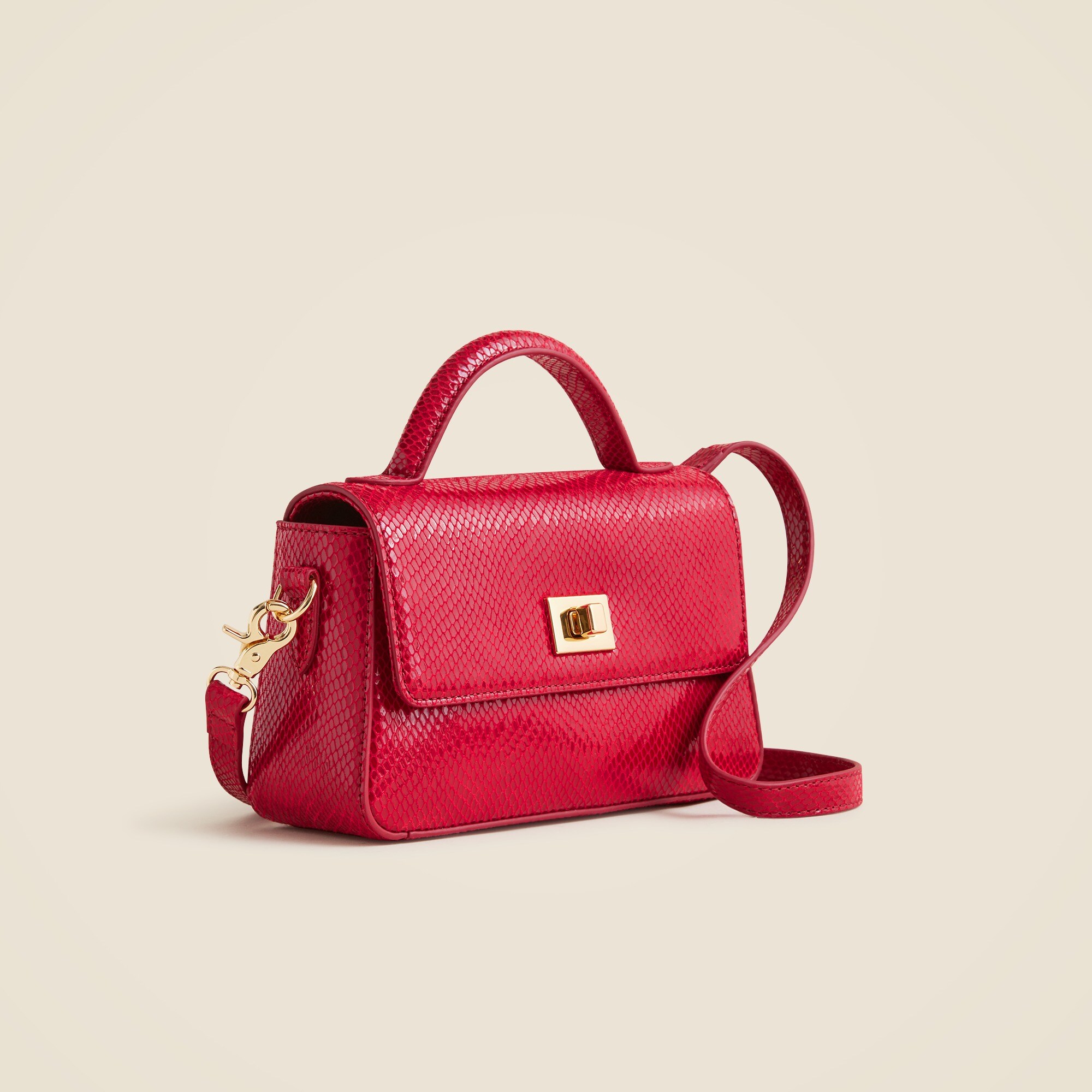 Small Edie top-handle bag in snake-embossed leather