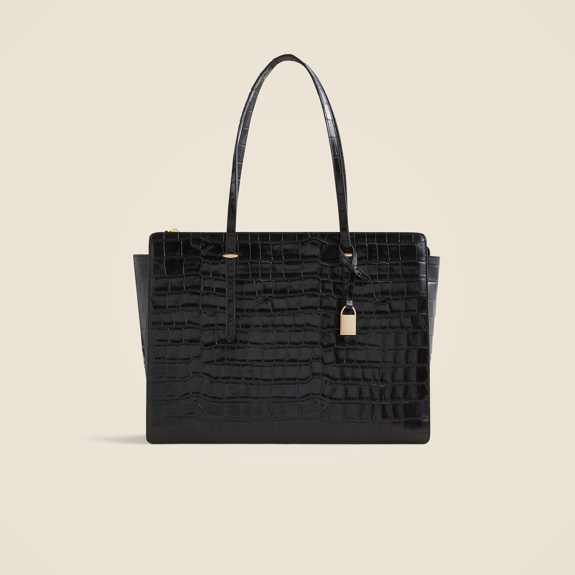 Edie structured bag in croc-embossed leather