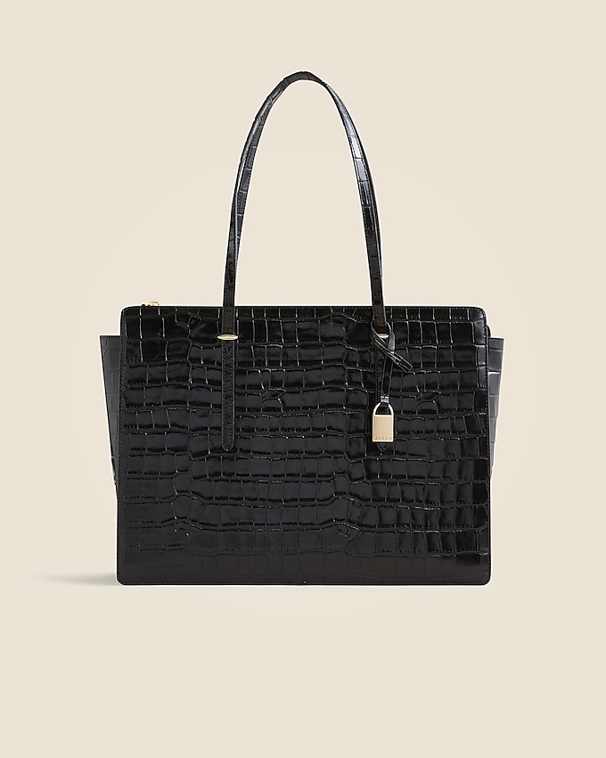J.Crew: Edie Structured Bag In Croc-embossed Leather For Women J.Crew: Edie Structured Bag In Croc-embossed Leather For Women