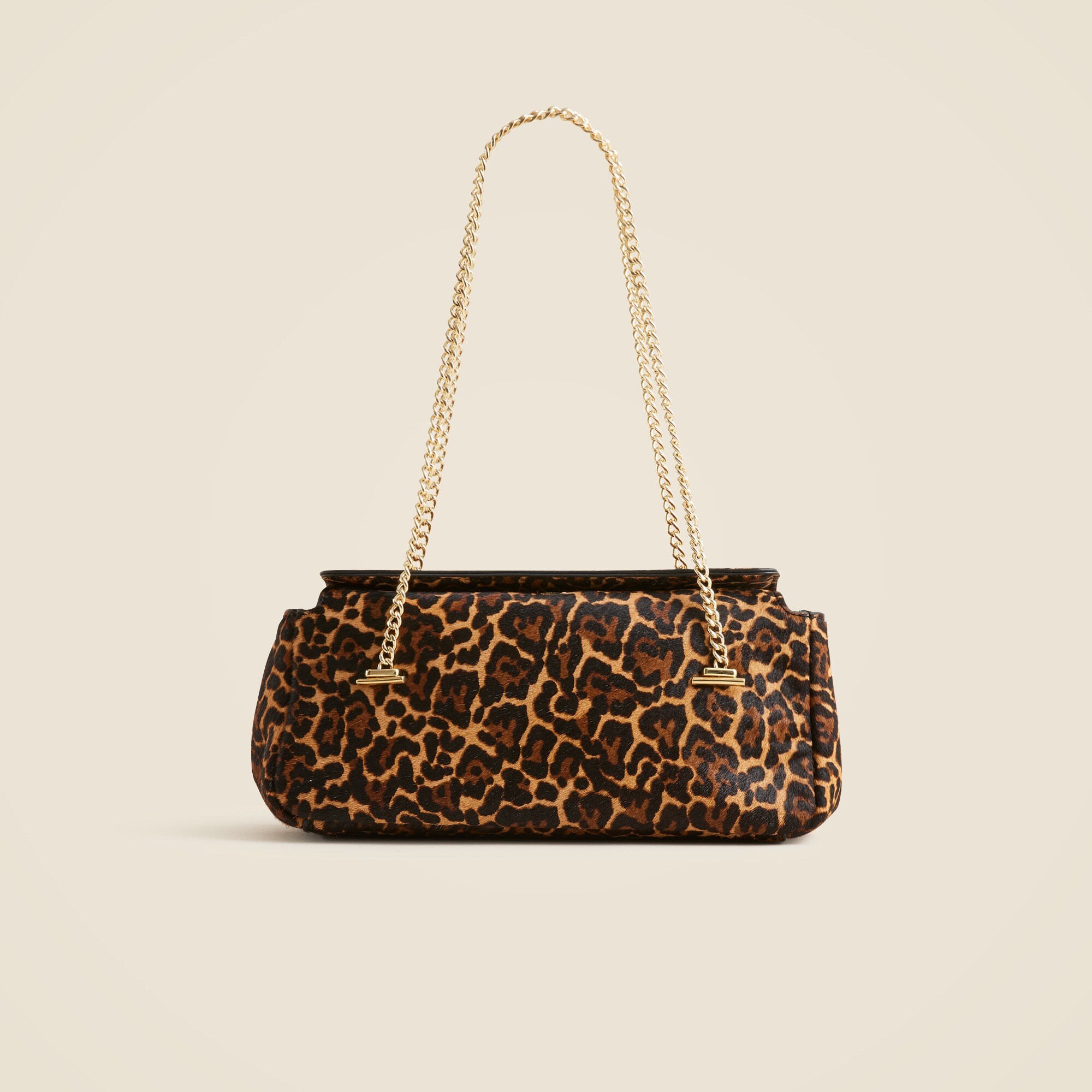 Chain-strap bag in leopard-print calf hair