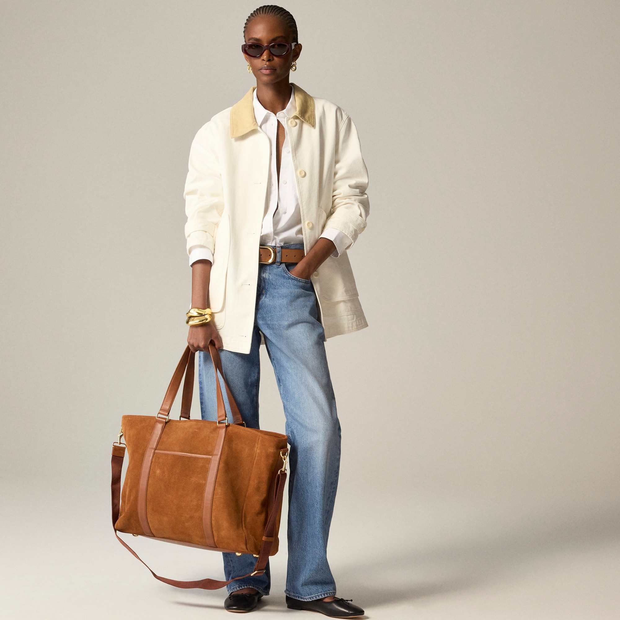 womens Berkeley overnight tote in suede